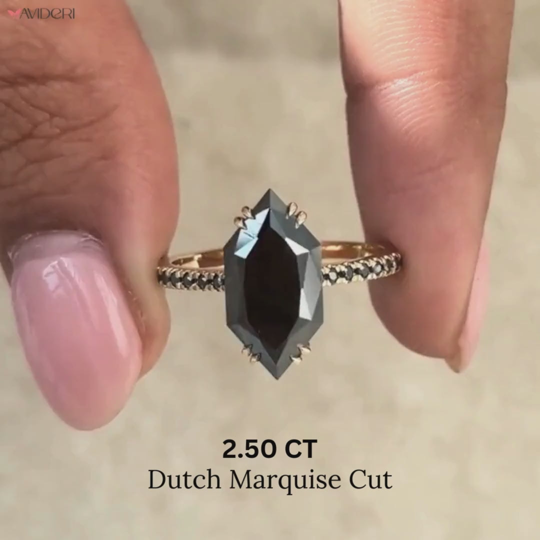 Avideri engagement ring with black Moissanite engagement ring.