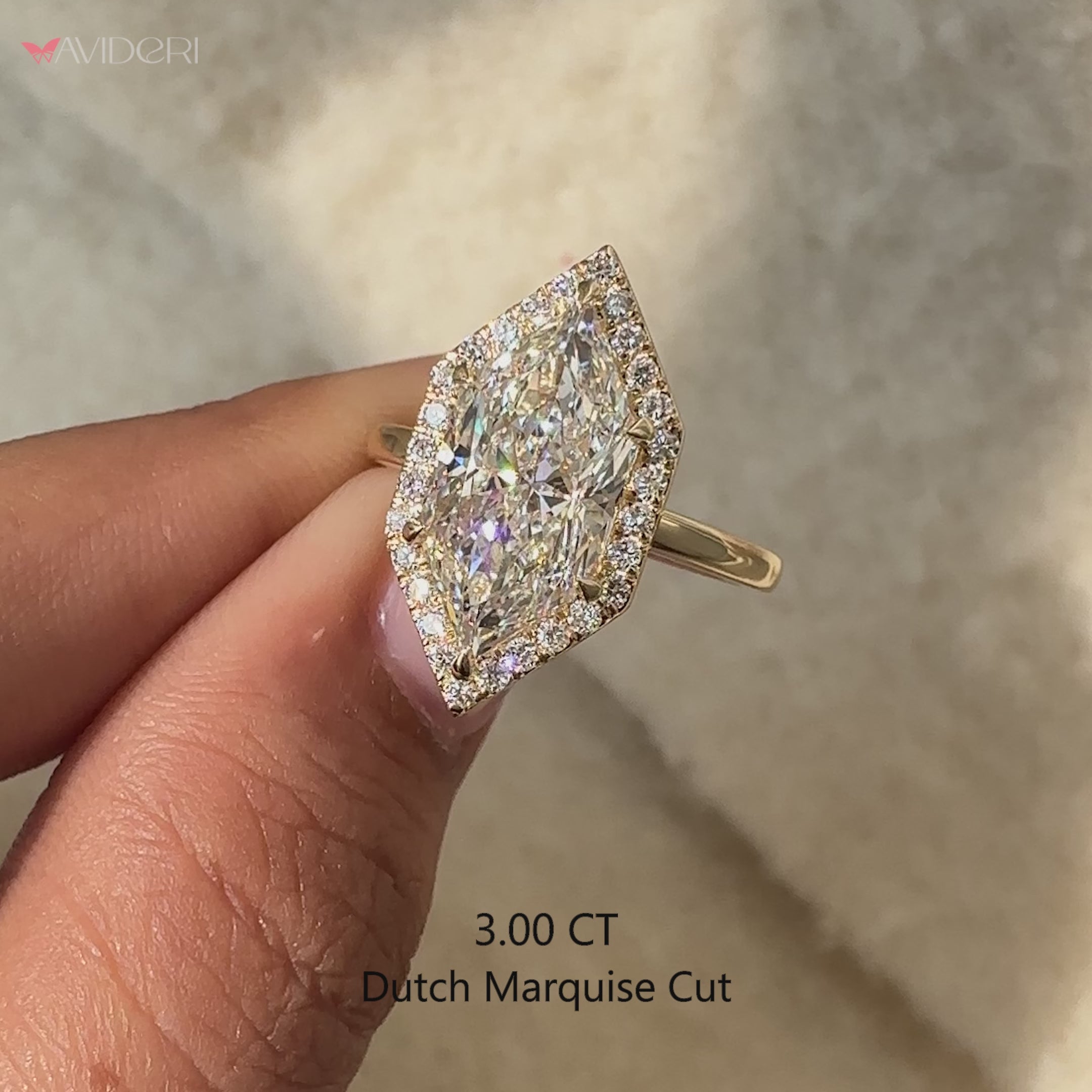 Round cut halo setting with lab-grown diamond ring.