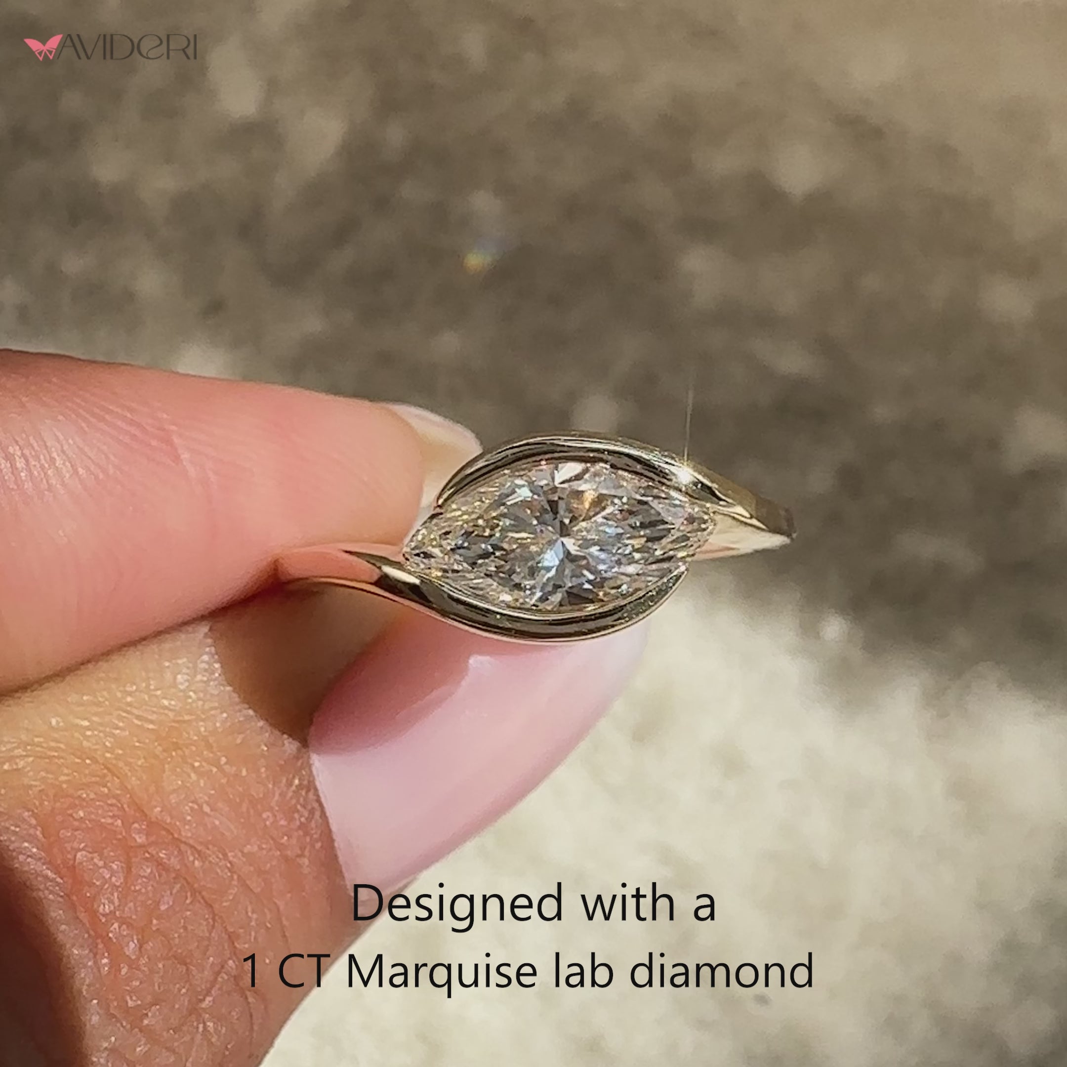 Handmade marquise ring with solitaire style.
