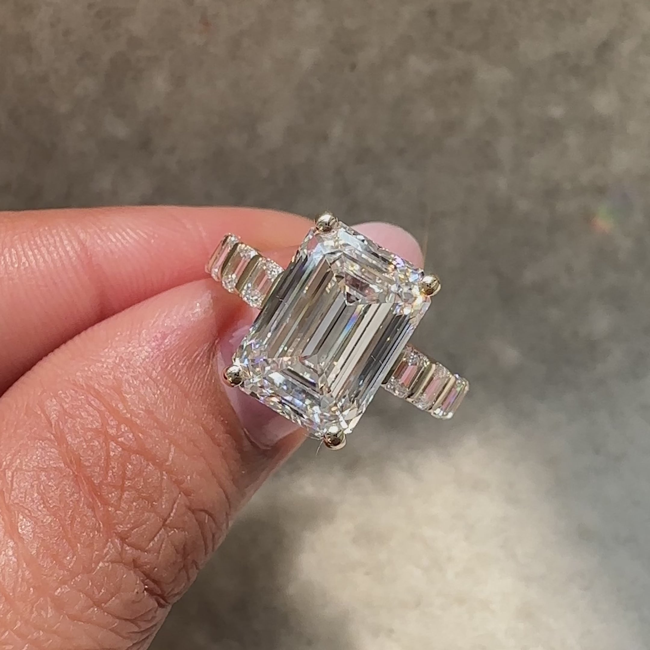 Avideri emerald cut diamond ring handmade.
