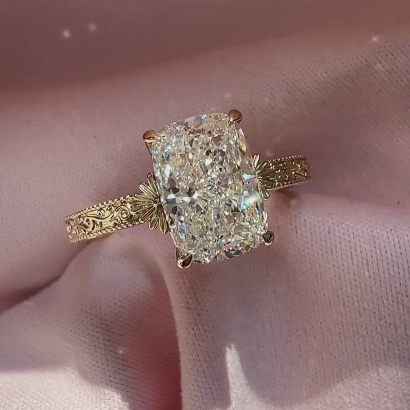 Handmade vintage cushion cut diamond ring.

