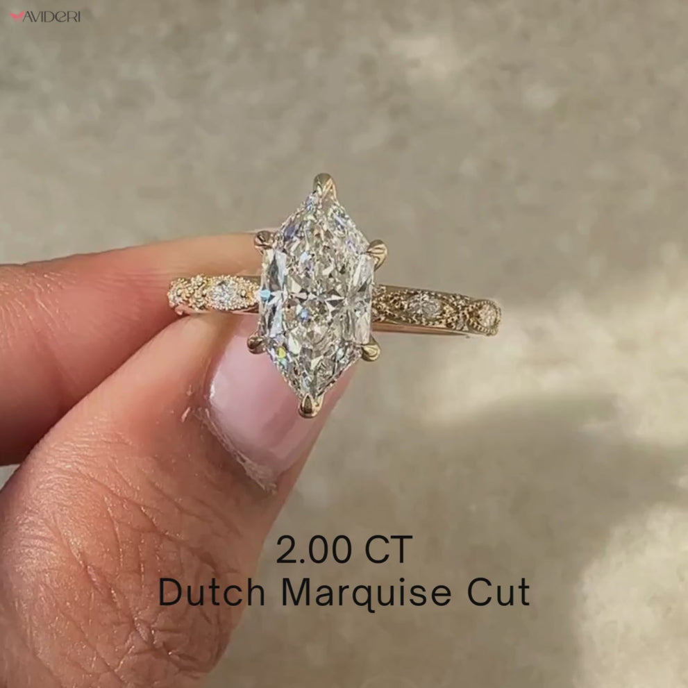 Vintage Style Dutch Marquise Engagement Ring