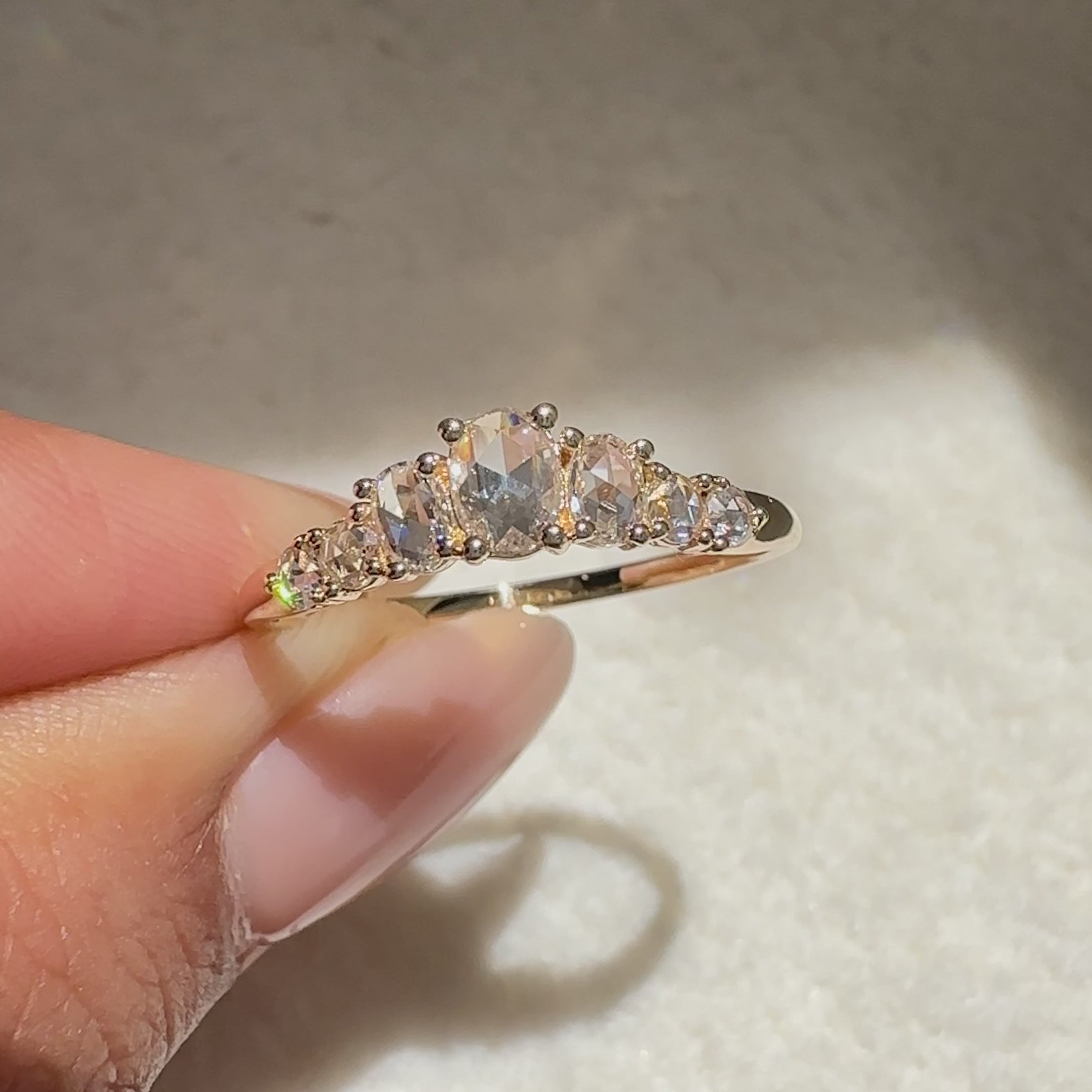 Handmade diamond band with rose cut stones.
