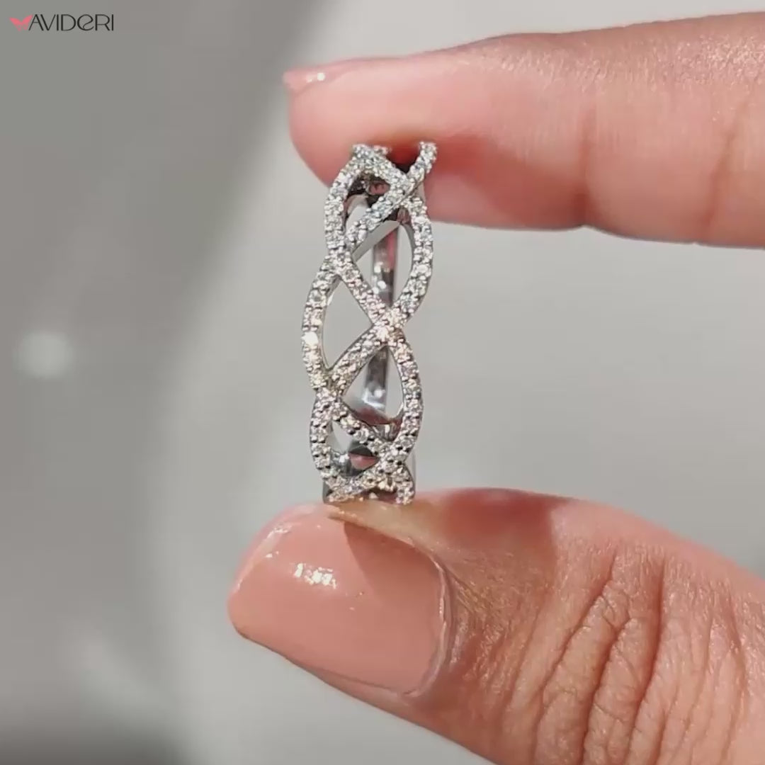 round cut diamond infinity weave ring handmade jewelry igi certified
