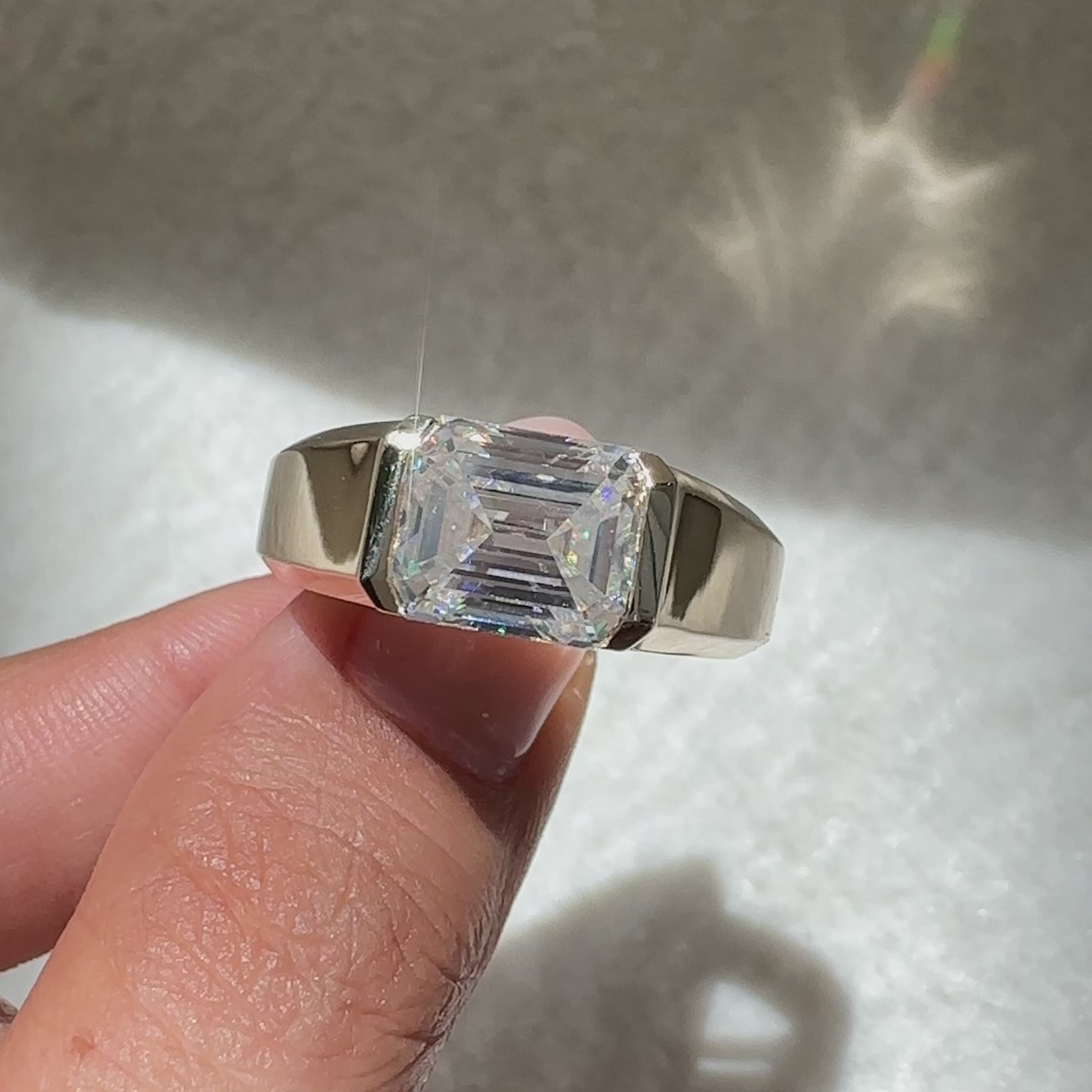 Handmade emerald cut men's ring style.
