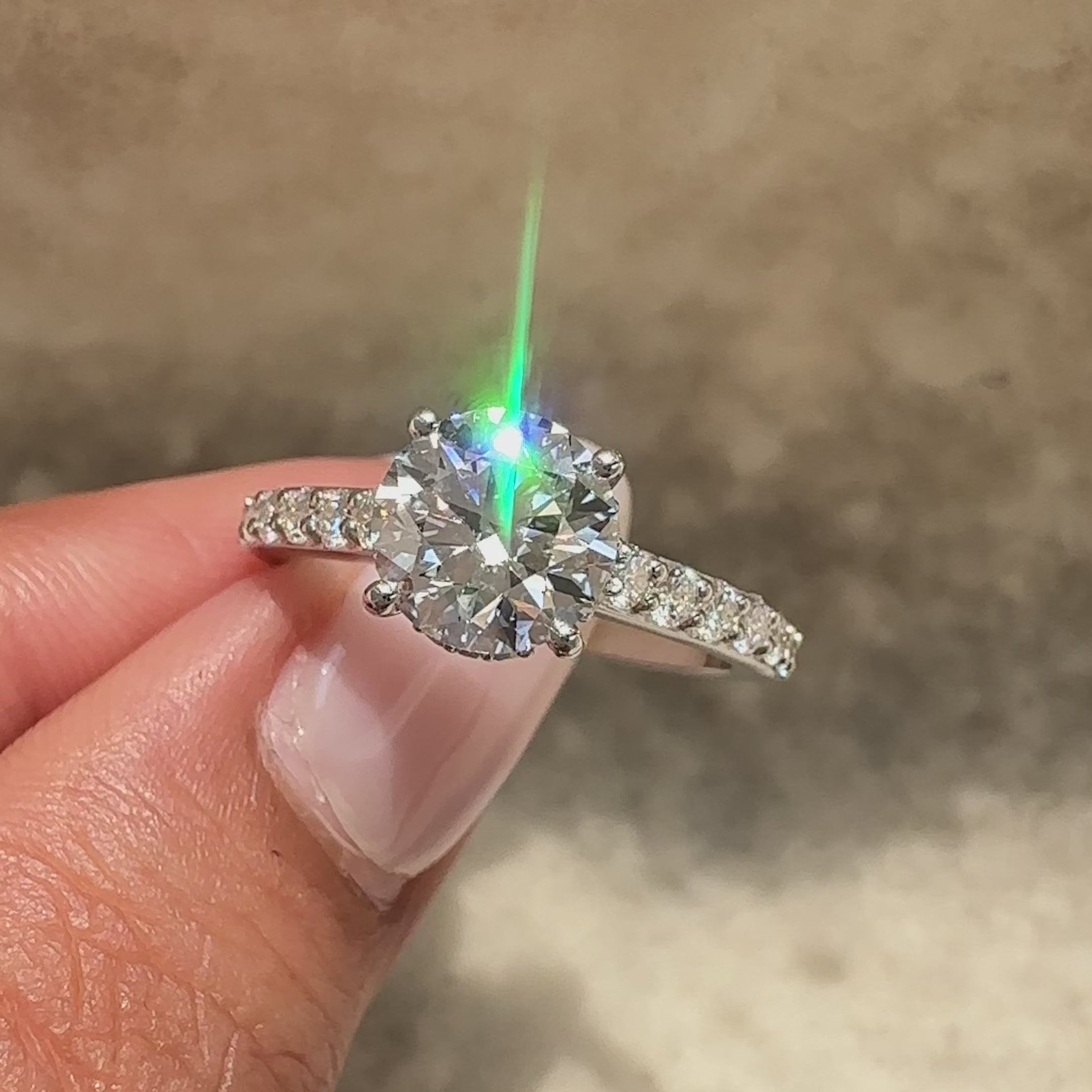 IGI certified lab grown round diamond ring.
