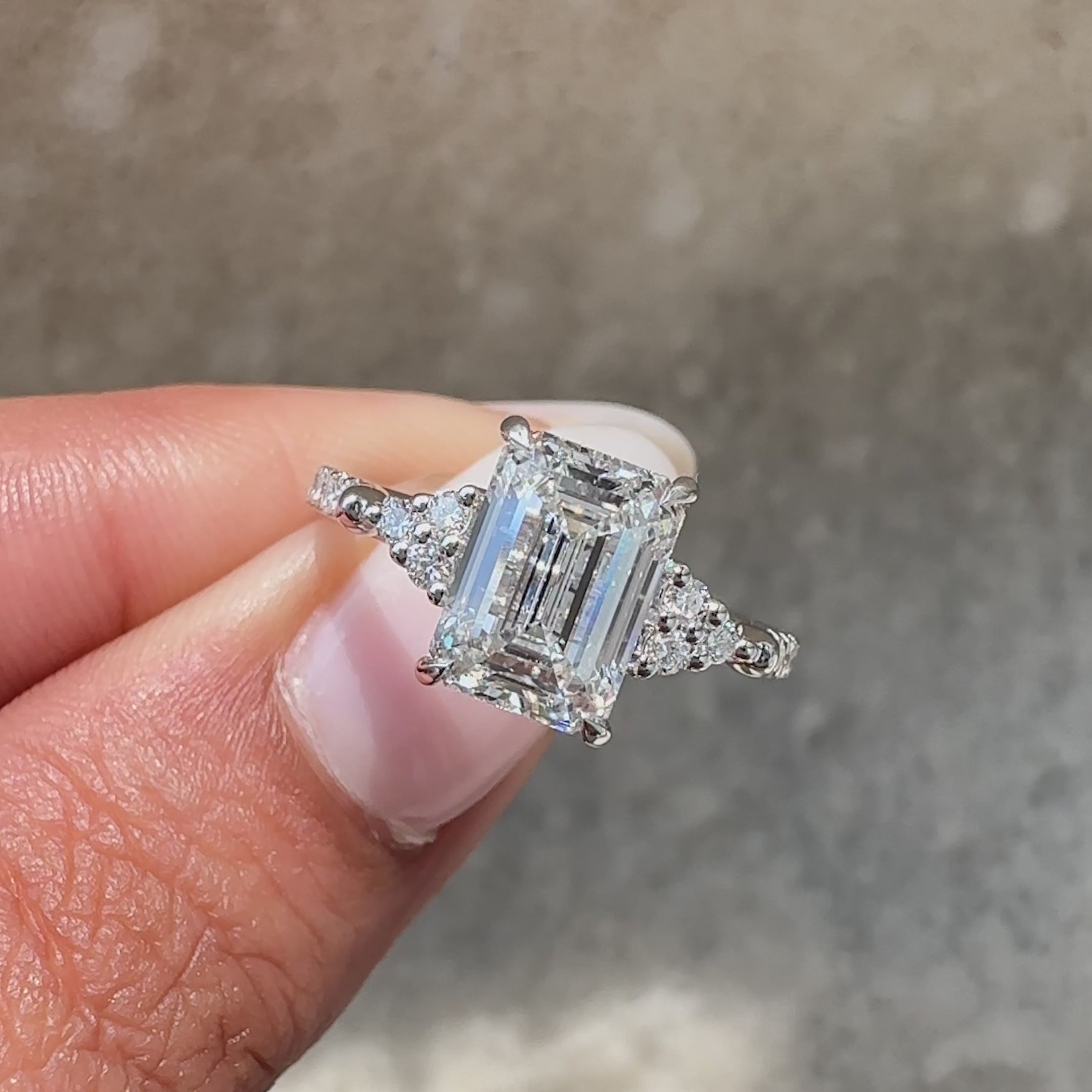 Avideri handmade emerald cut diamond ring.