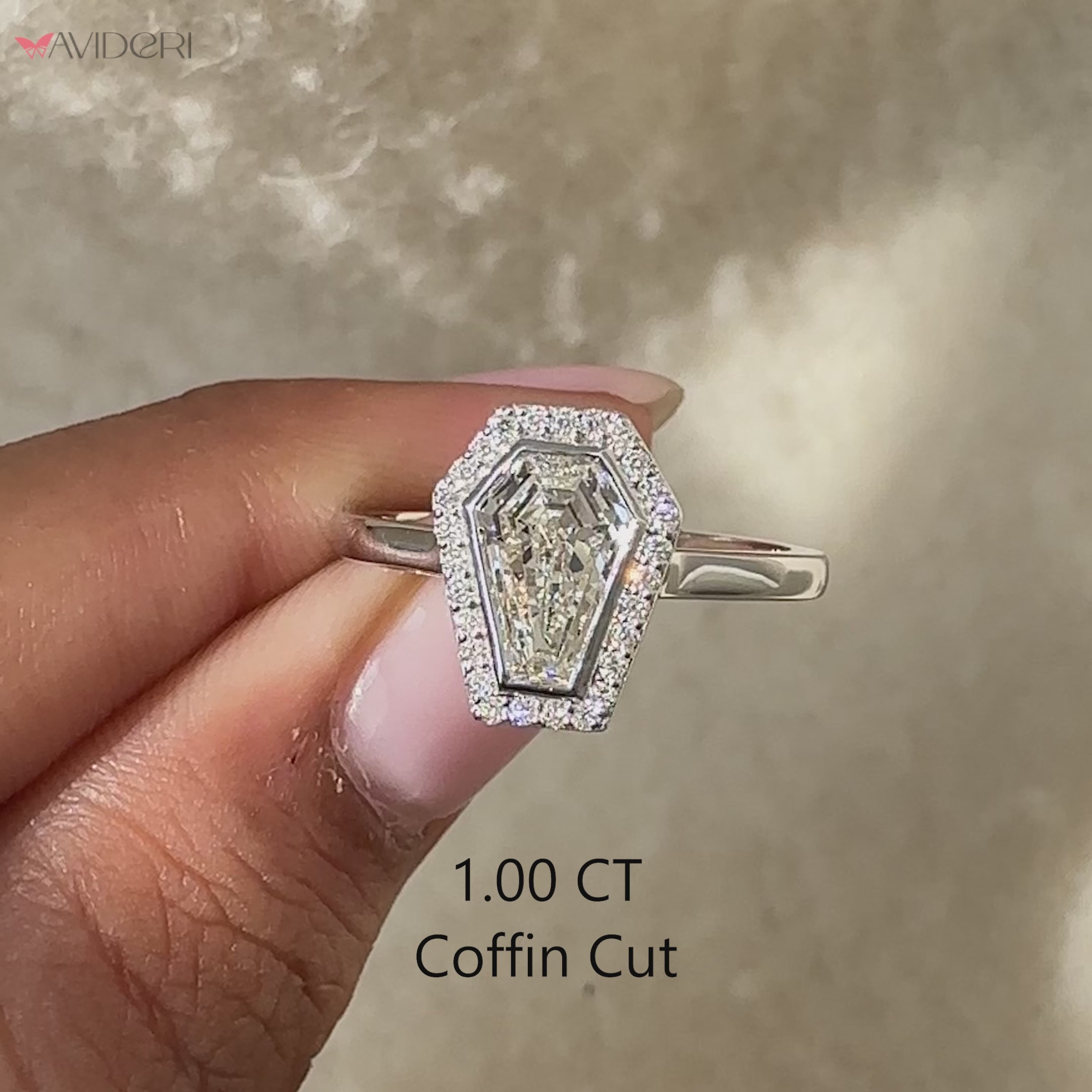 Lab Grown Coffin Cut Diamond Engagement Ring.
