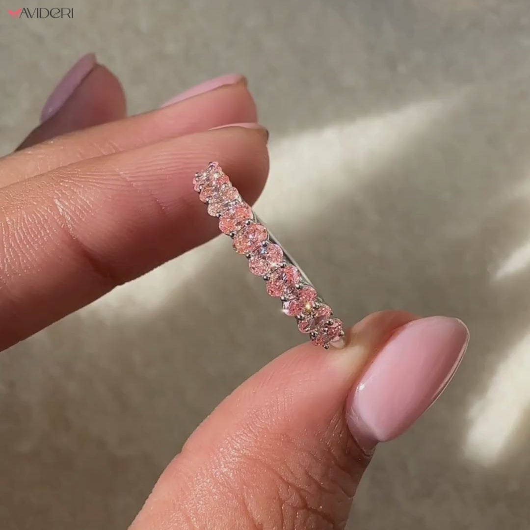 Custom Avideri wedding band featuring half eternity design.