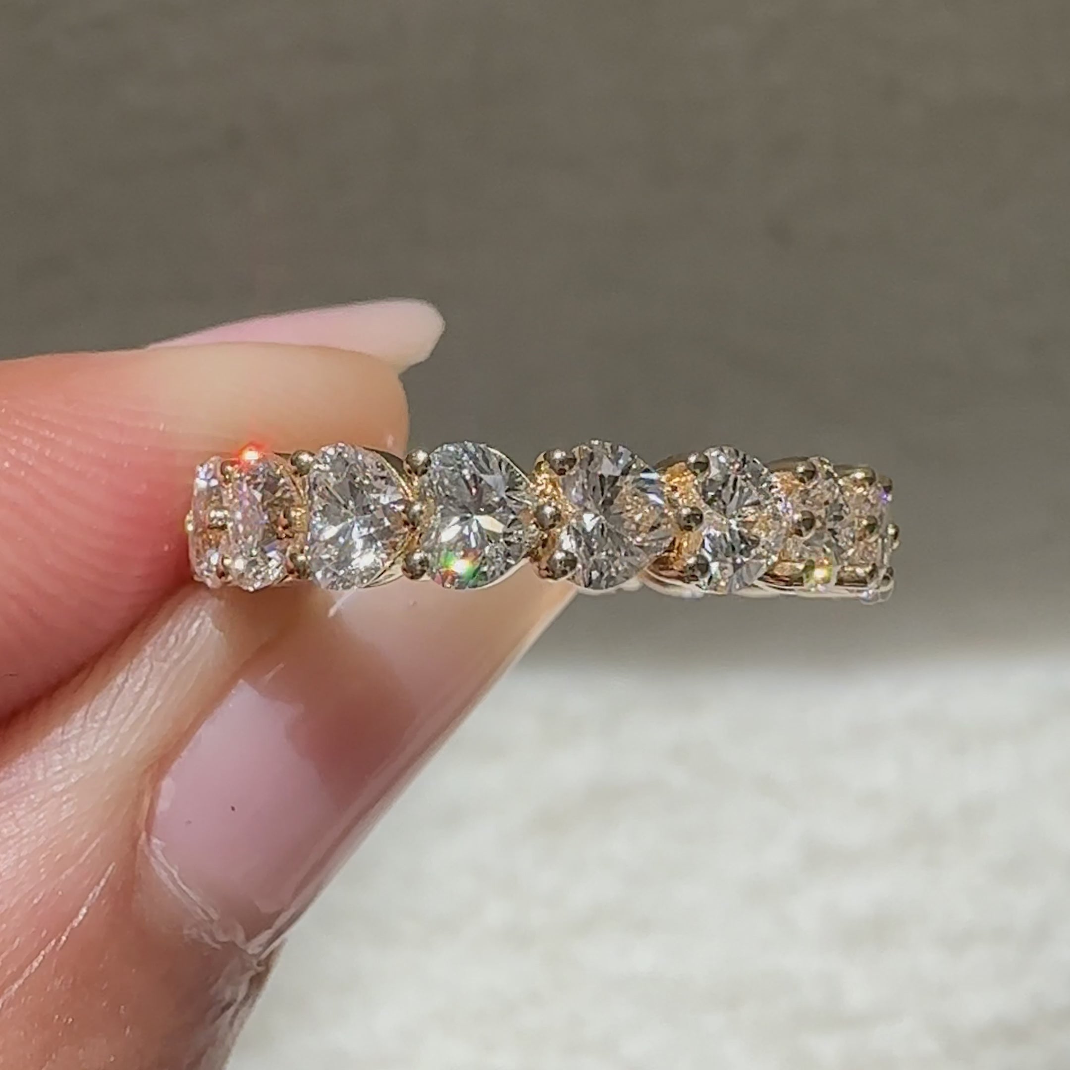 Lab grown diamond heart band handmade design.
