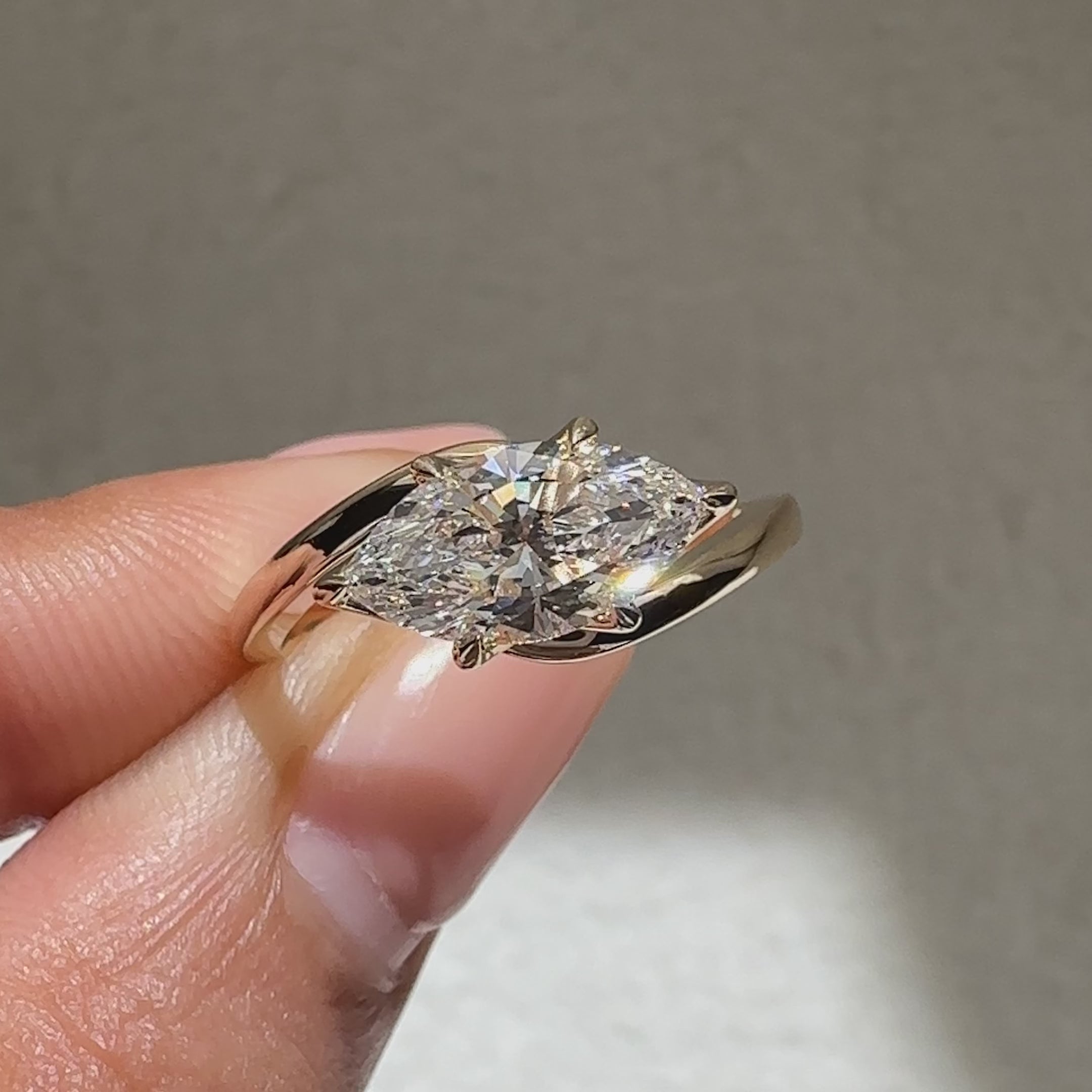 Avideri marquise diamond ring with bypass and tulip setting
