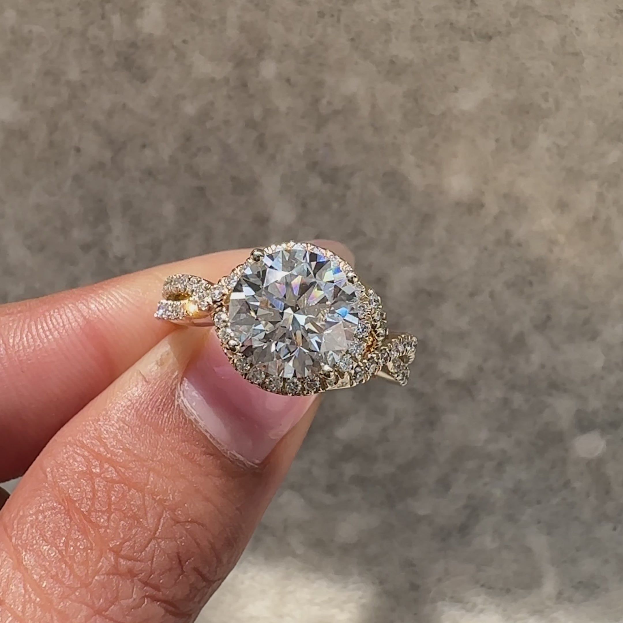 Avideri twisted shank engagement ring handmade.