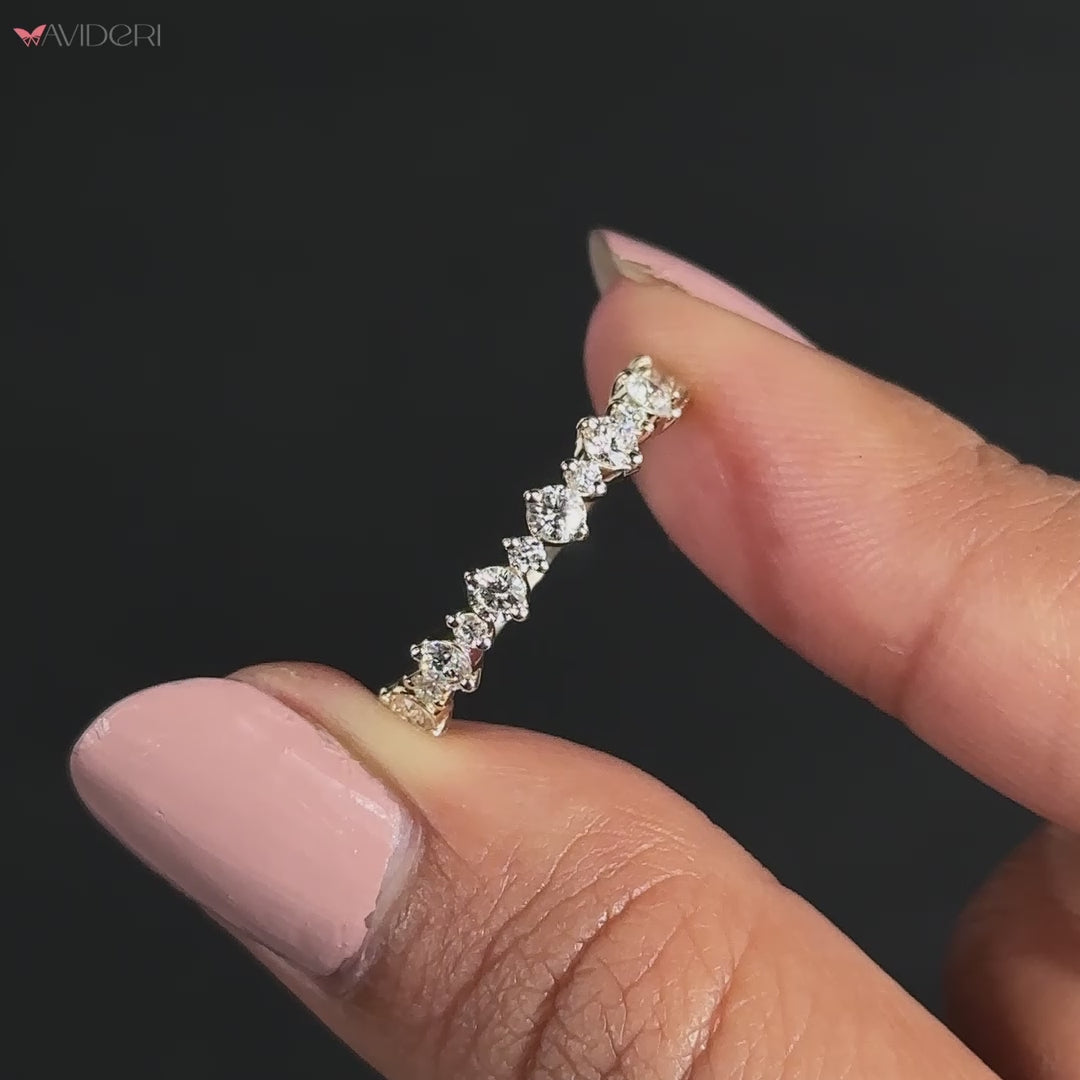 Elegant Half Eternity Wedding Band featuring diamonds encircling the band.
