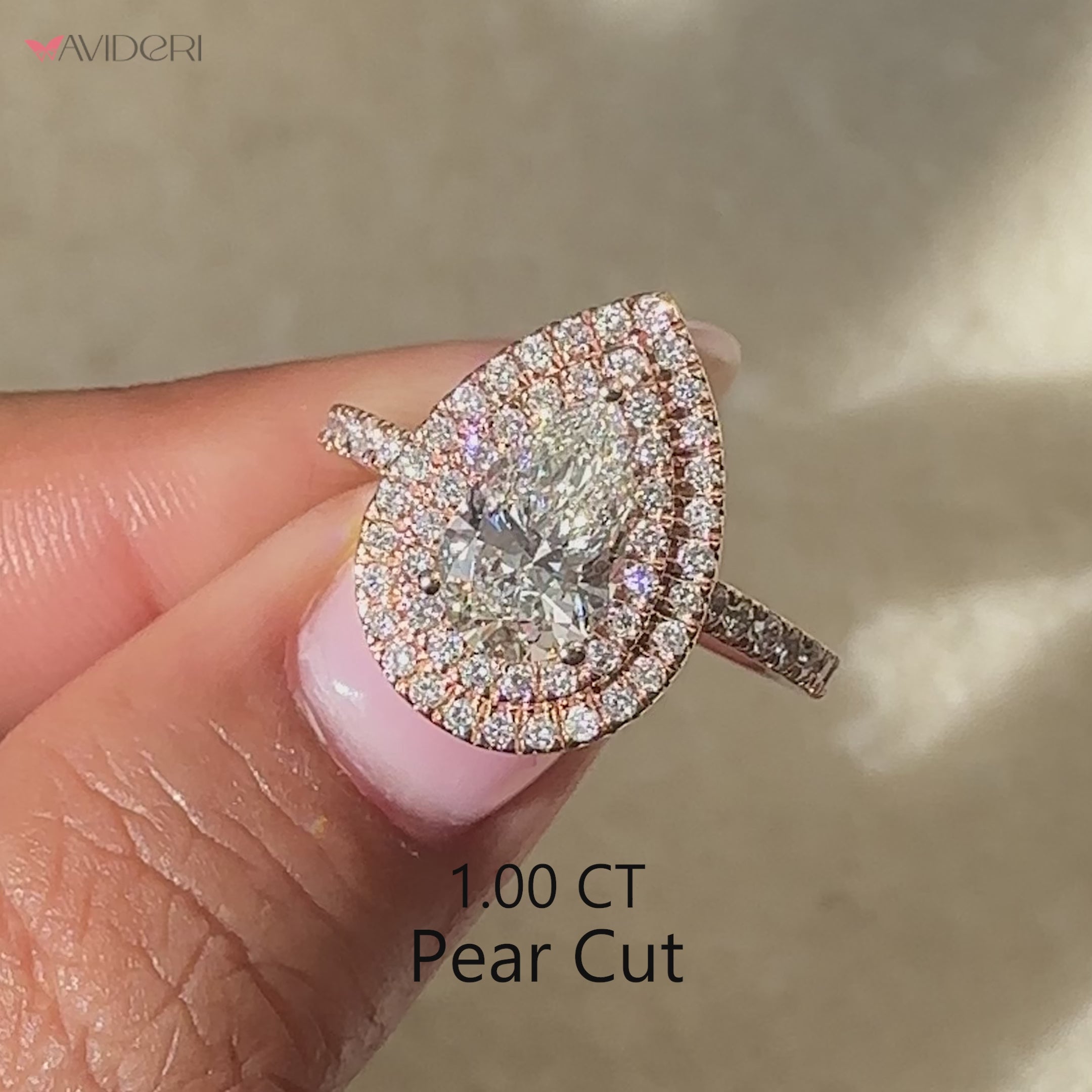 Avideri ring with pear diamond shape.