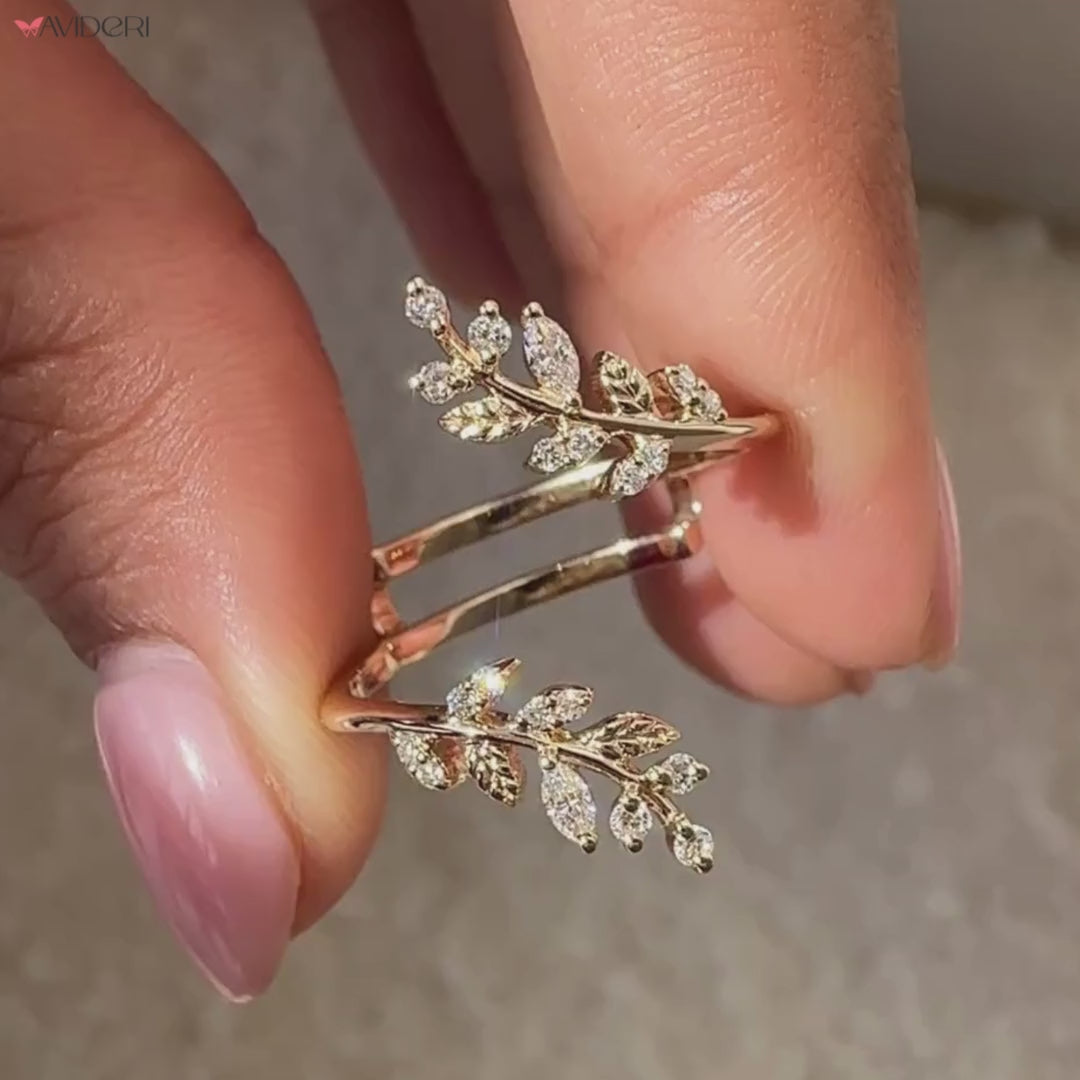 Custom wedding band with nature inspired wedding band.