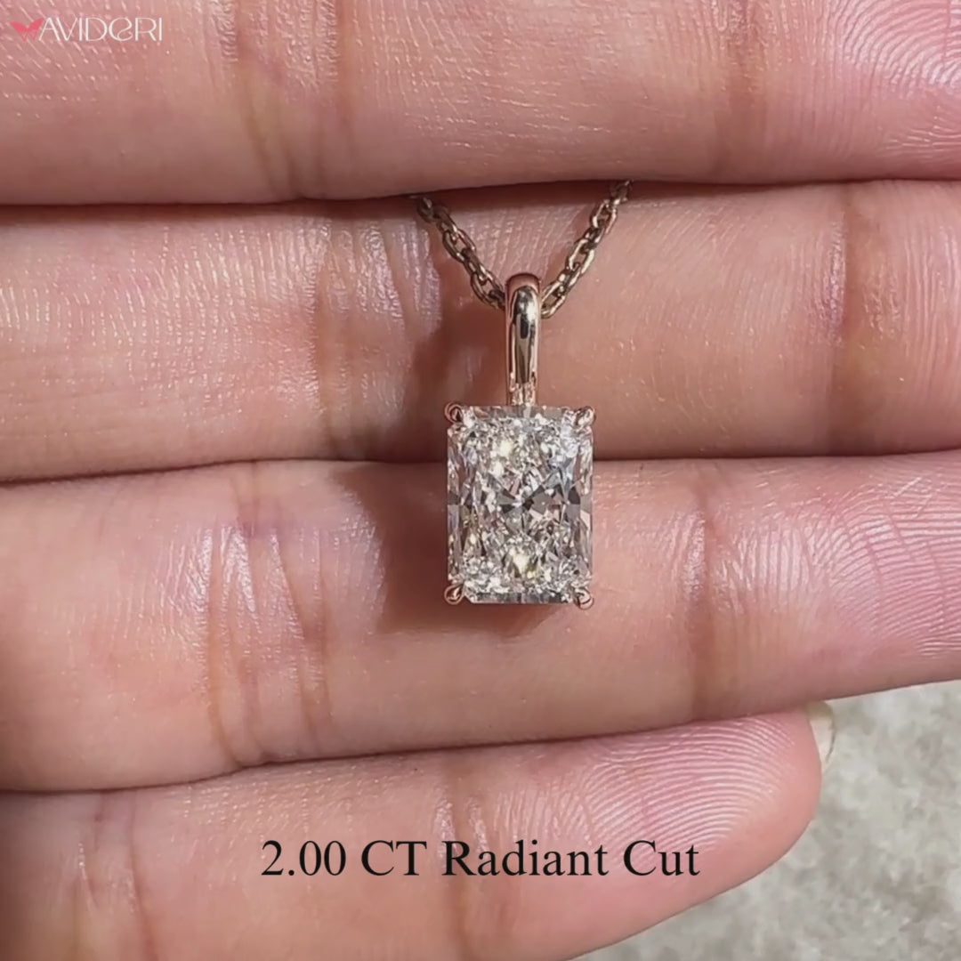 Handmade jewelry with radiant solitaire pendant.