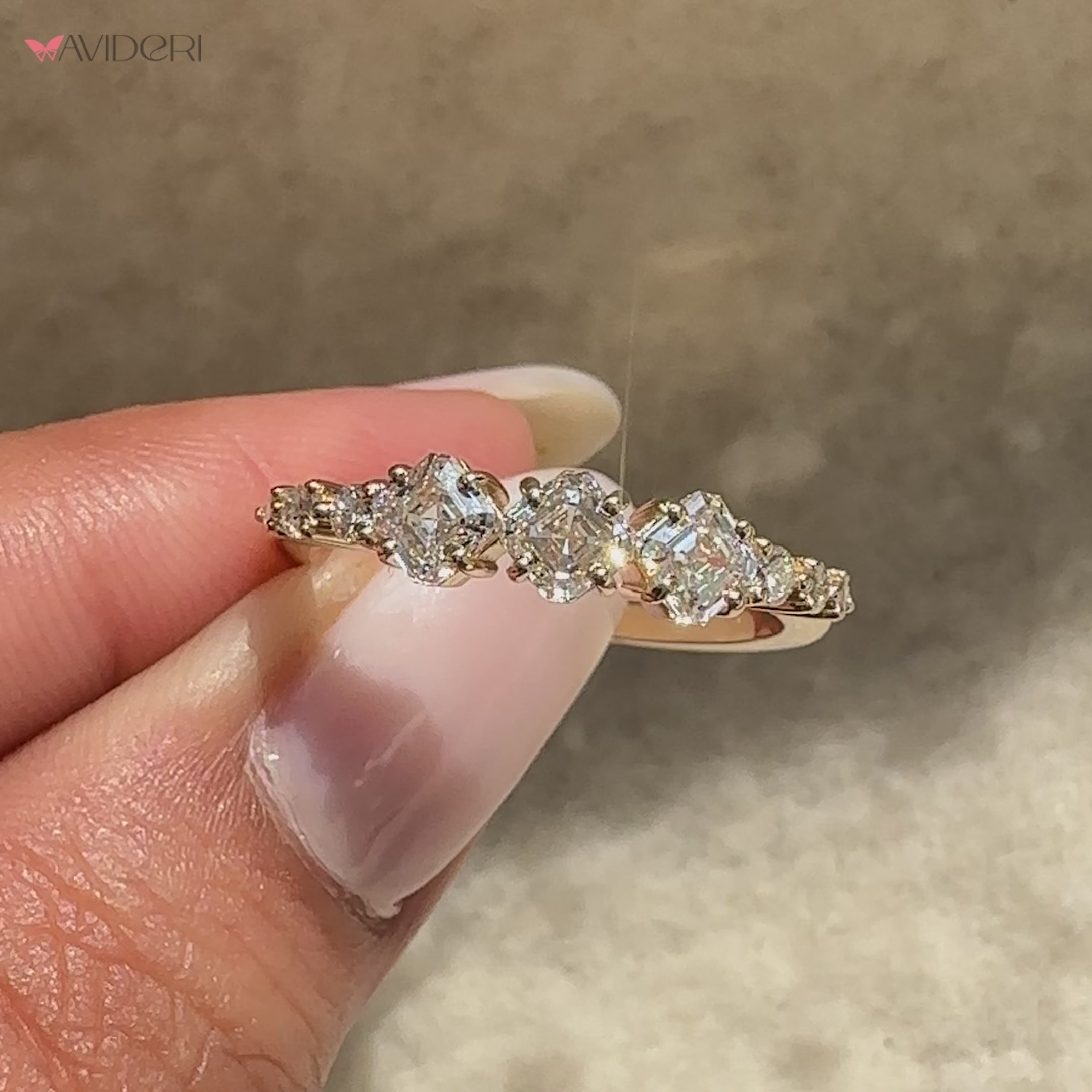 Handmade lab grown half eternity diamond band.
