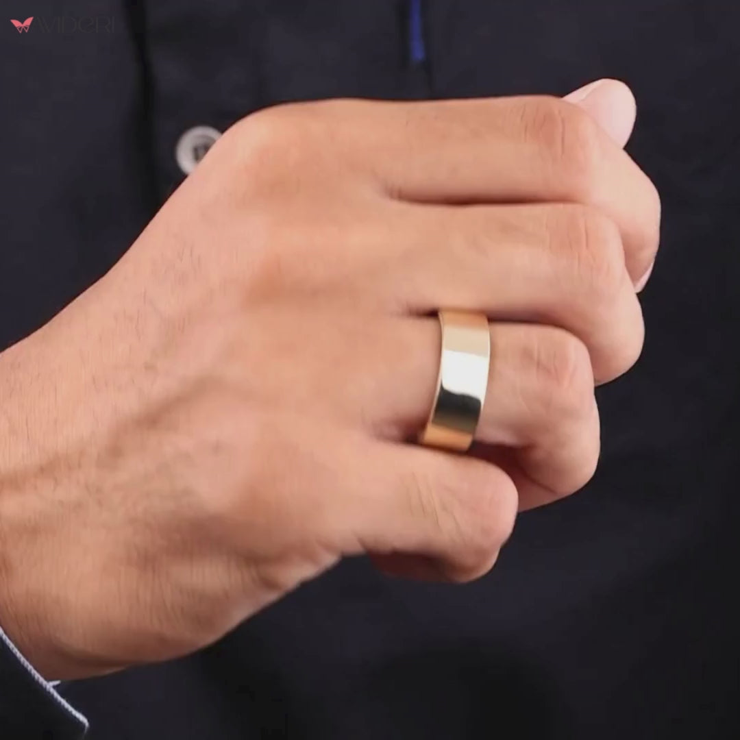 Gifts for Him, including a unique men's moissanite wedding ring.
