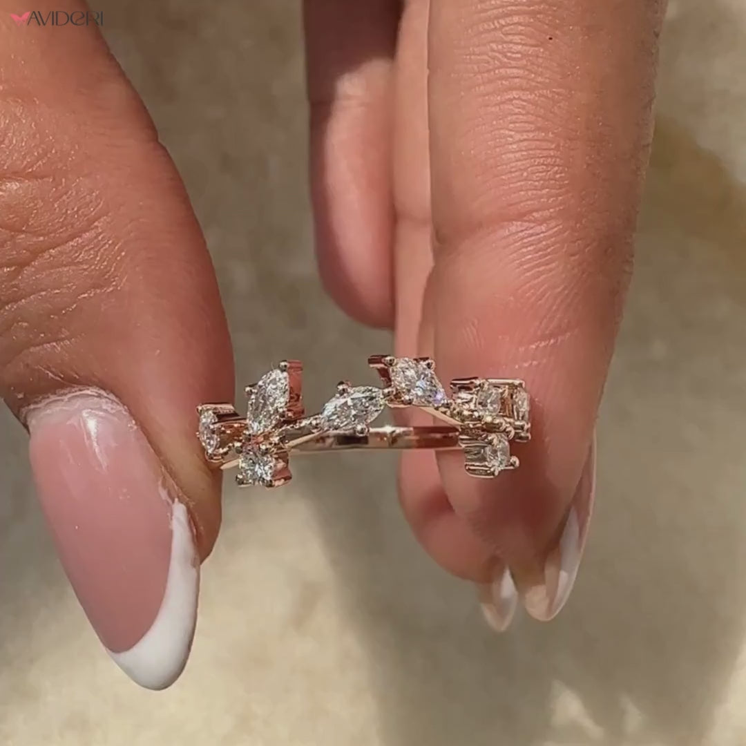 Prong Set Wedding Band with round cut diamonds.