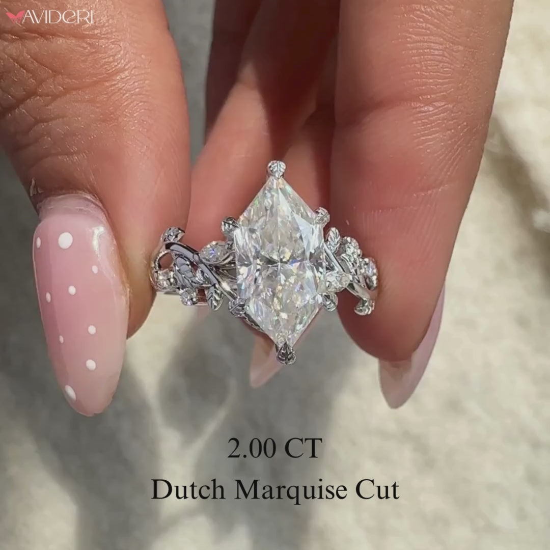 Dutch Marquise Moissanite Nature Inspired Engagement Ring