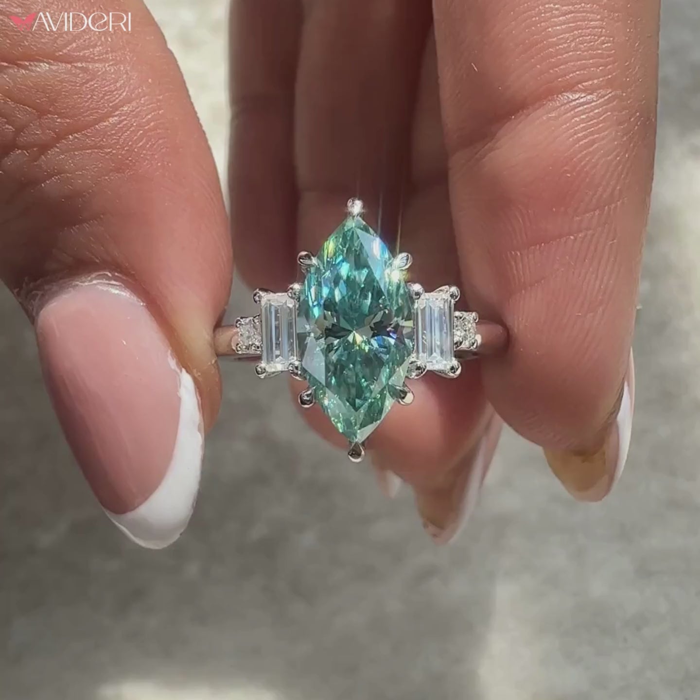 Avideri engagement ring with 5 stone engagement ring.