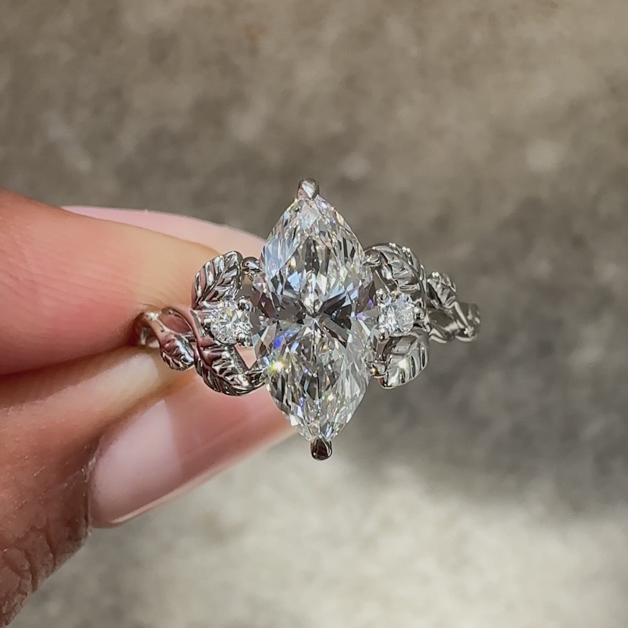 Avideri handmade marquise diamond ring.
