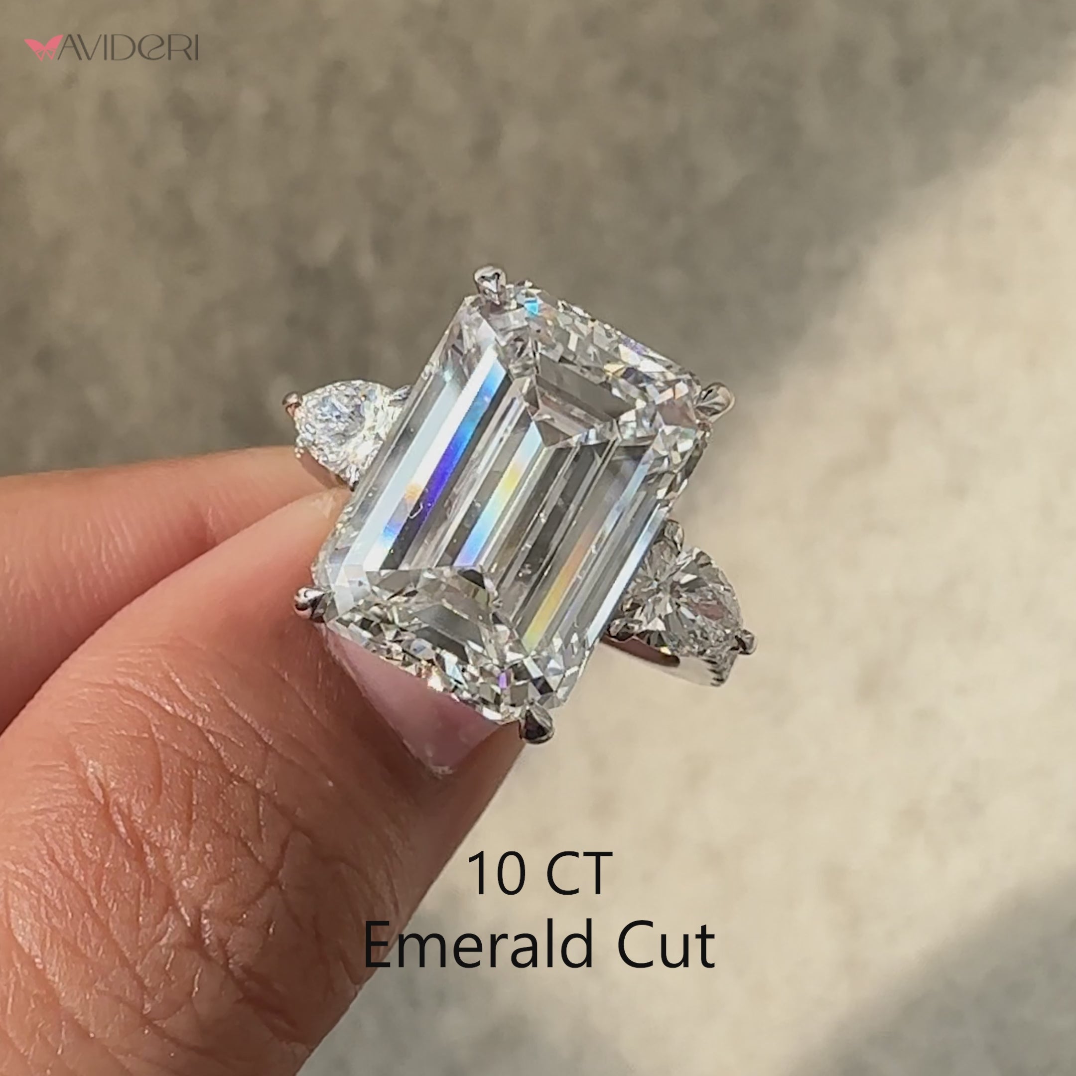 IGI certified lab grown emerald cut diamond ring.
