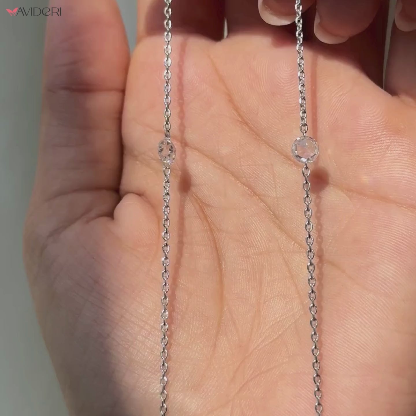 Avideri diamond pendant on a fine chain.