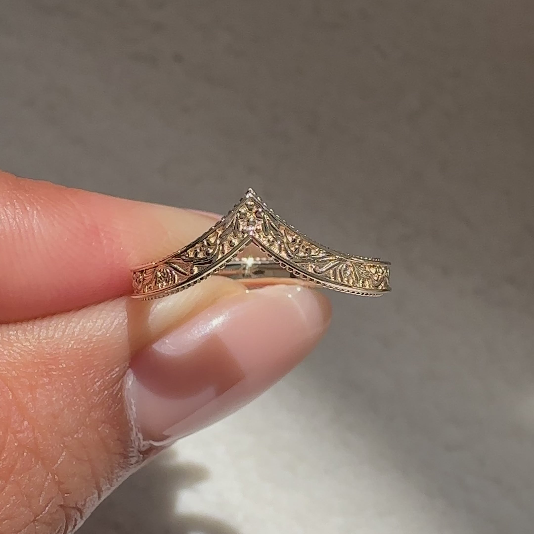 Handmade v shaped band art deco style.
