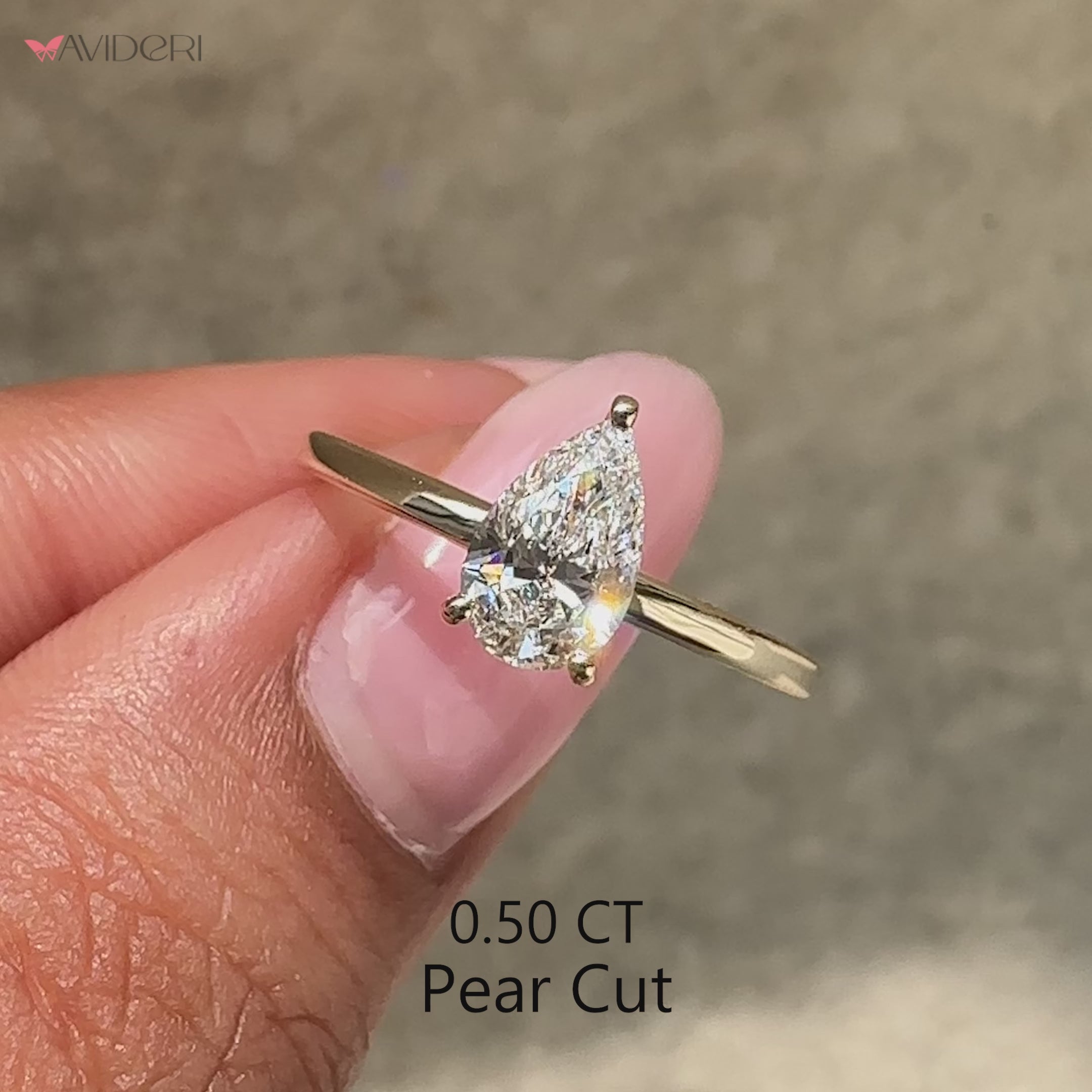 Handmade lab grown pear cut diamond ring.
