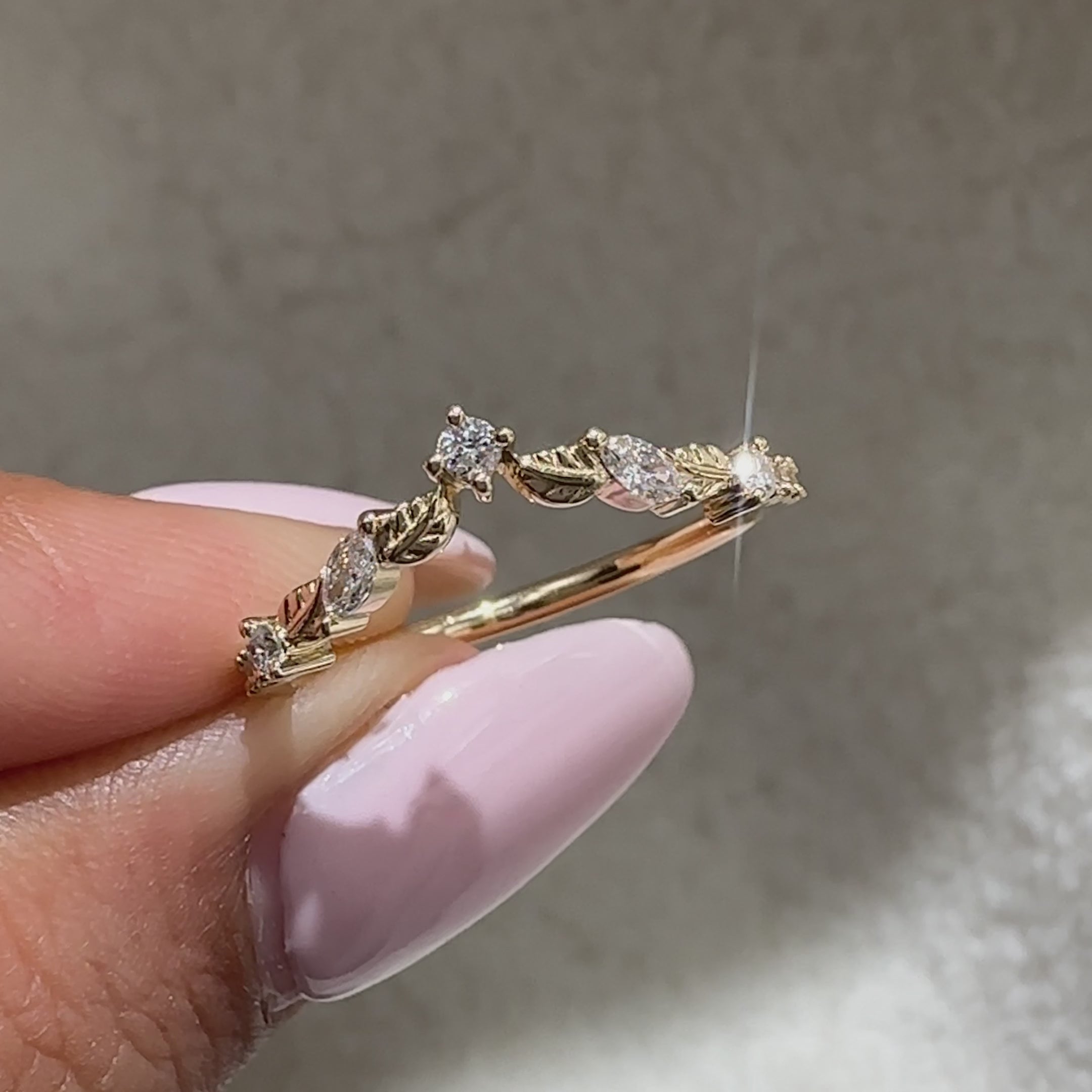 Semi eternity diamond band with art deco inspired design
