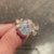 Portuguese cut lab grown diamond ring paired with curved marquise band
