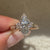 Marquise diamond ring with six prong setting.
