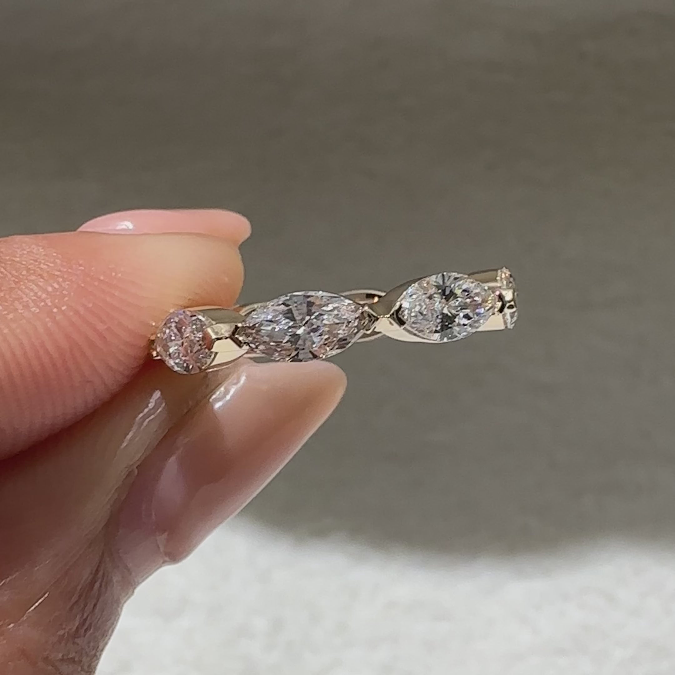 Marquise wedding ring with full eternity band design style
