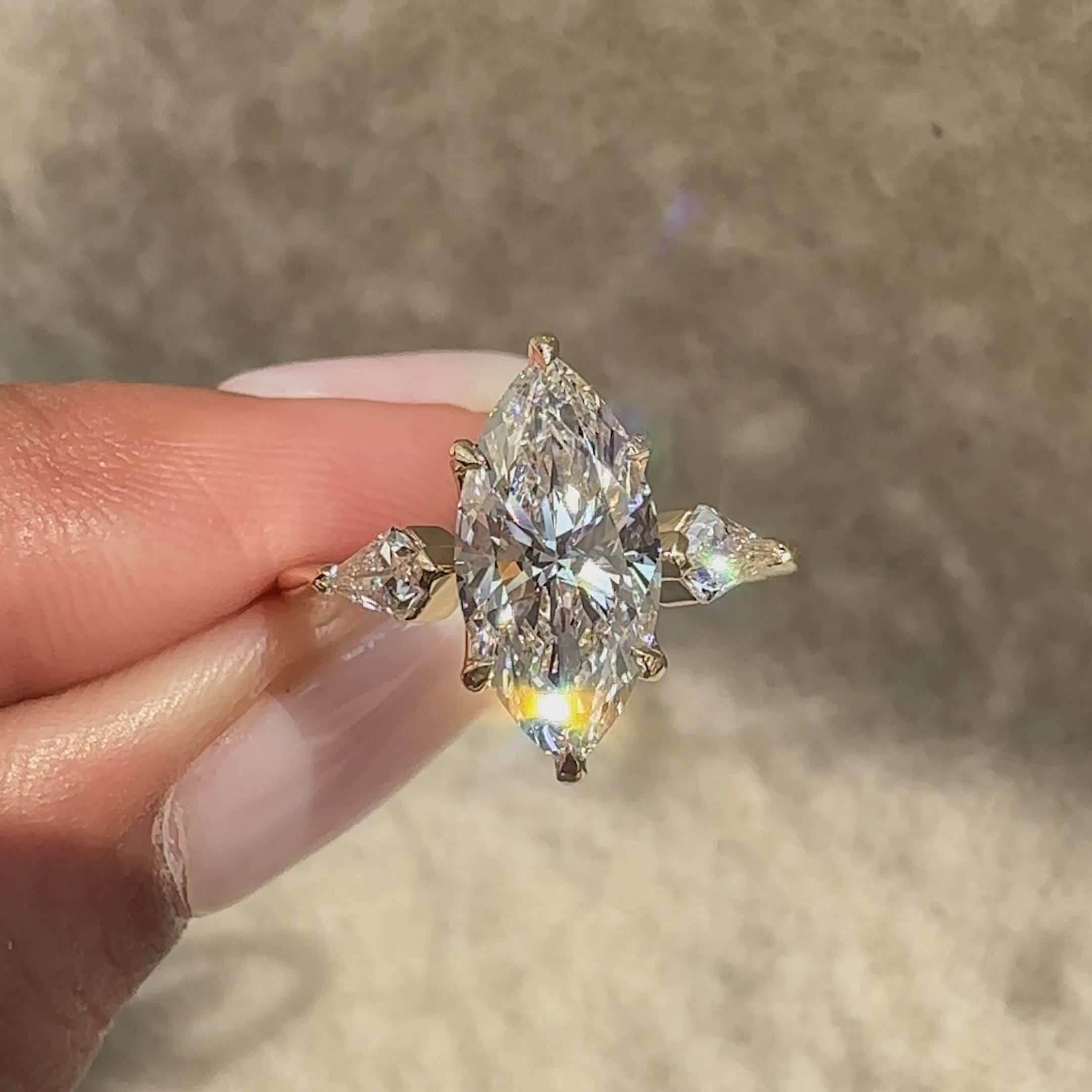 Avideri handmade marquise diamond ring.