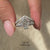 Lab grown diamond coffin cut ring with handmade curved bridal band.