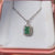 Handmade cyan blue moissanite halo pendant necklace.
