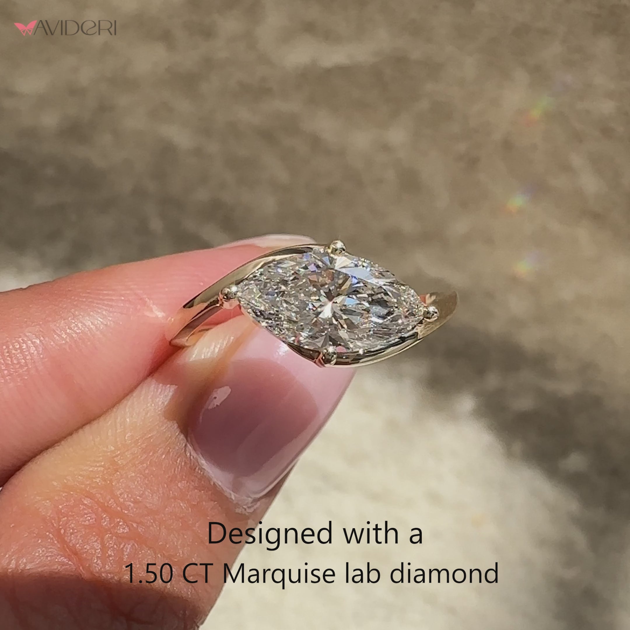 Handmade marquise ring with prong setting.
