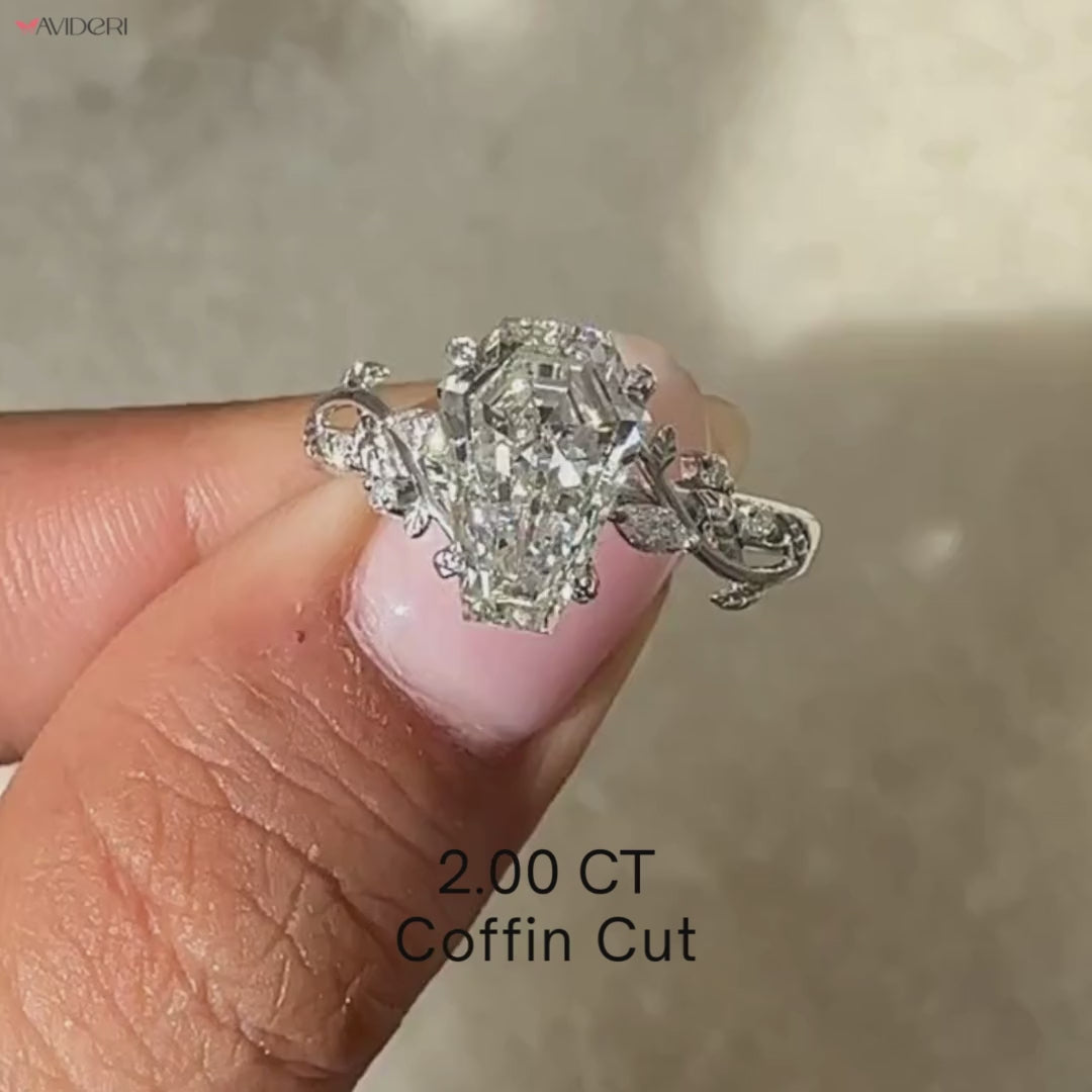IGI certified ring with nature inspired engagement ring.