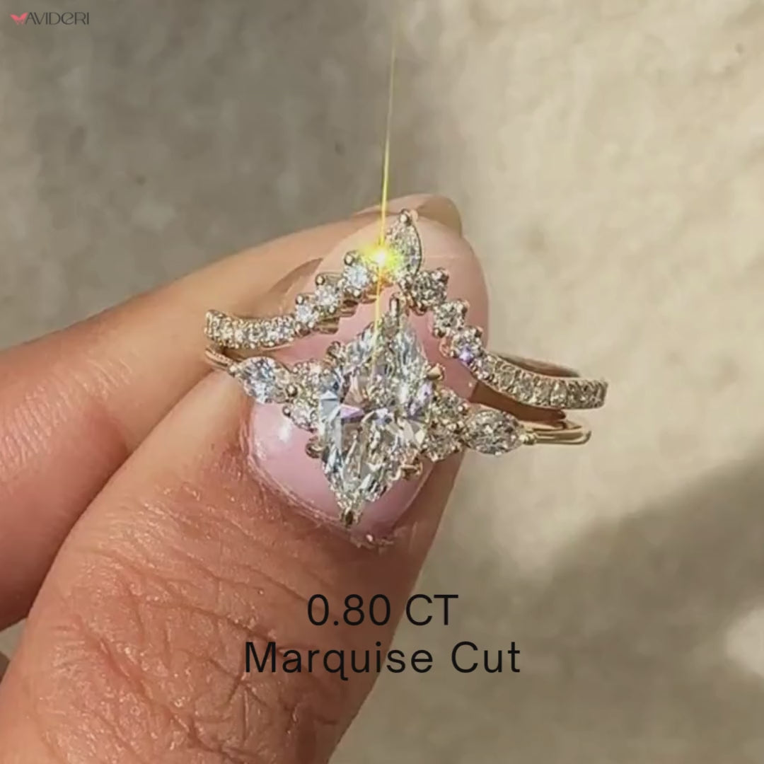 Avideri bridal set with a tapered shank engagement ring.