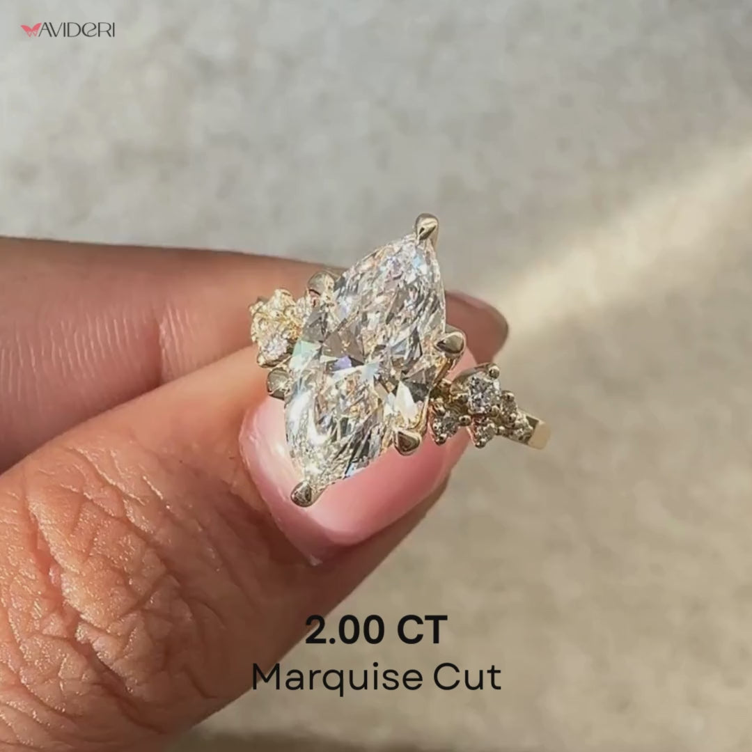 Custom yellow gold marquise diamond ring made by Avideri.
