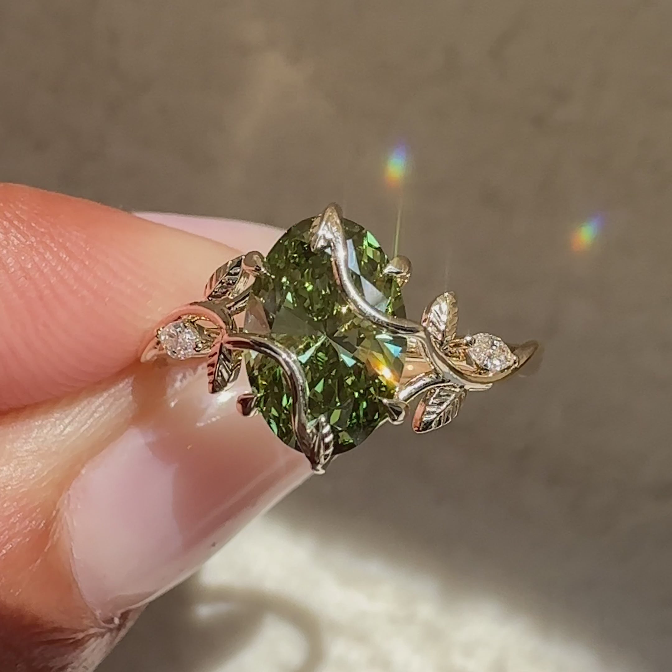 Avideri oval diamond ring with twisted shank design.