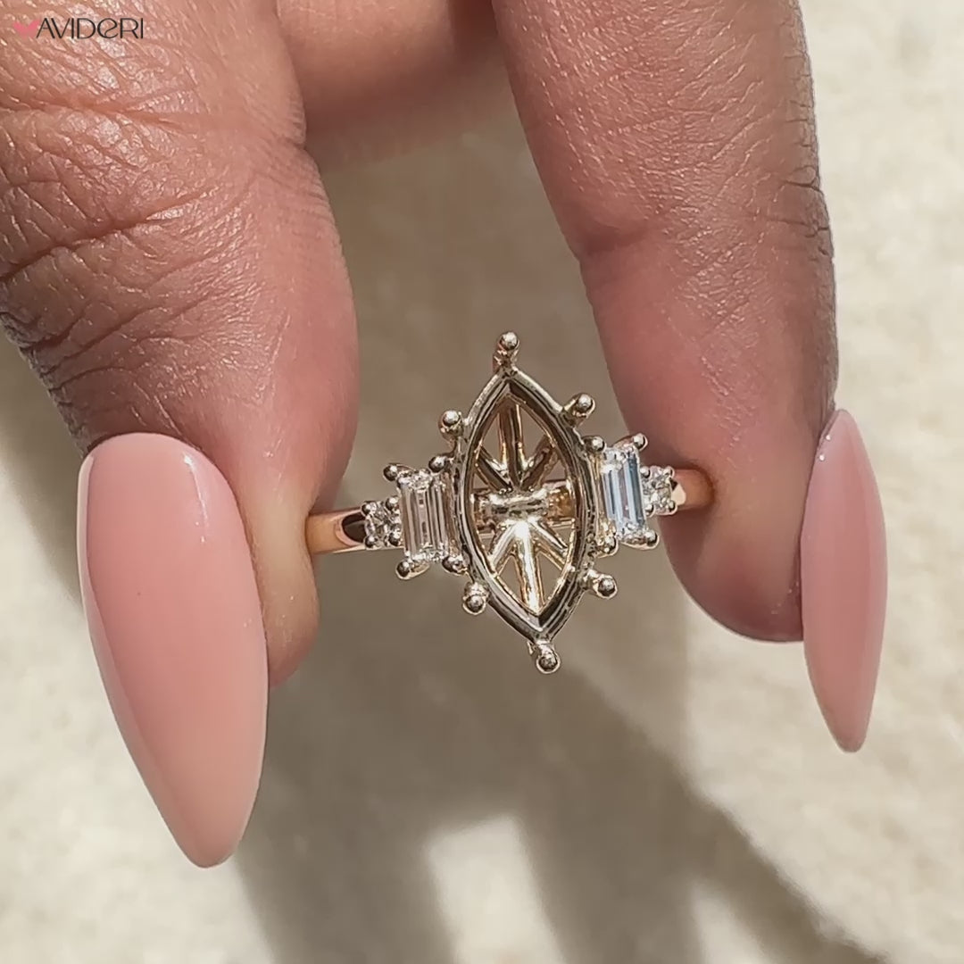 Avideri ring featuring lab grown diamonds and five stones.
