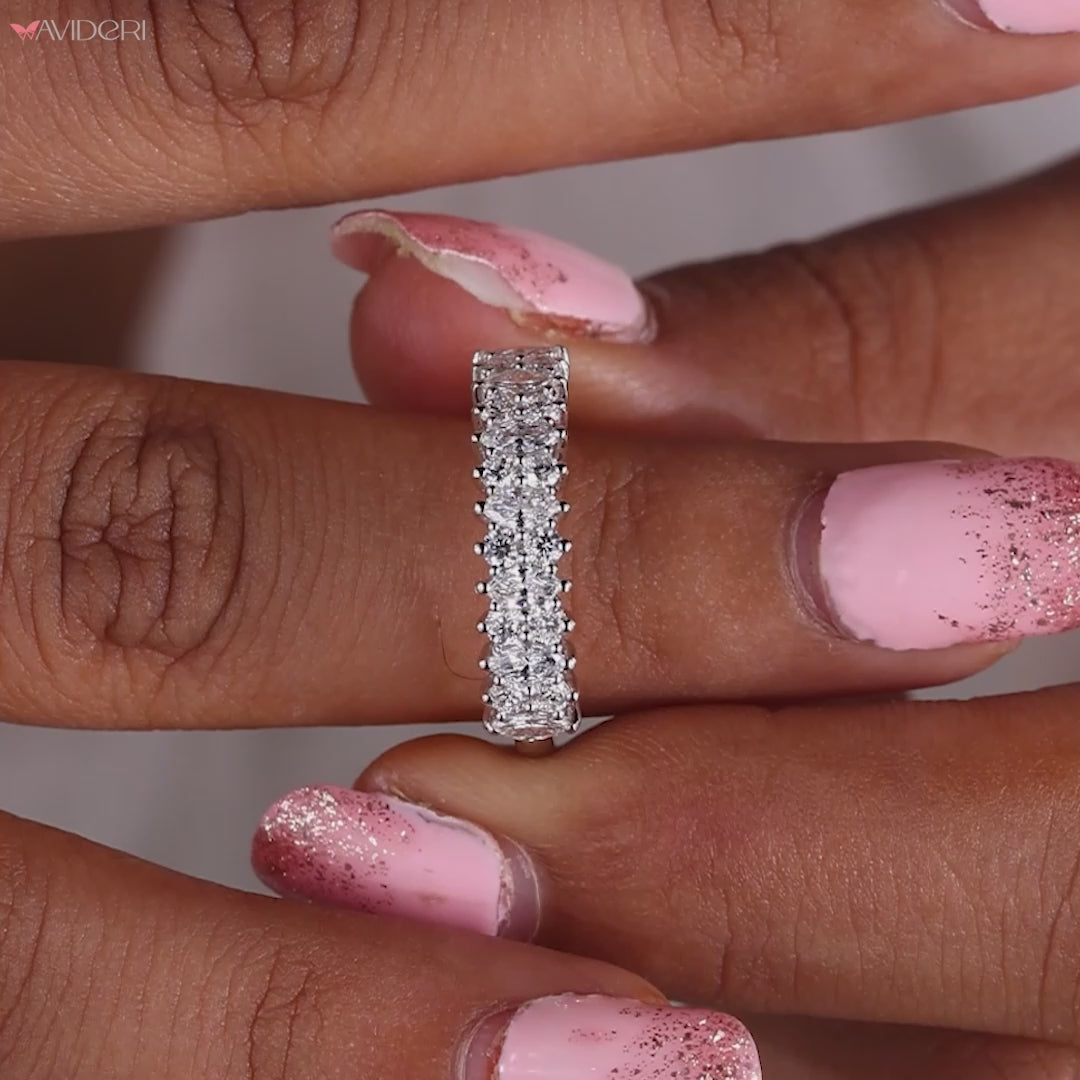 A half eternity wedding band designed for comfort and daily wear.

