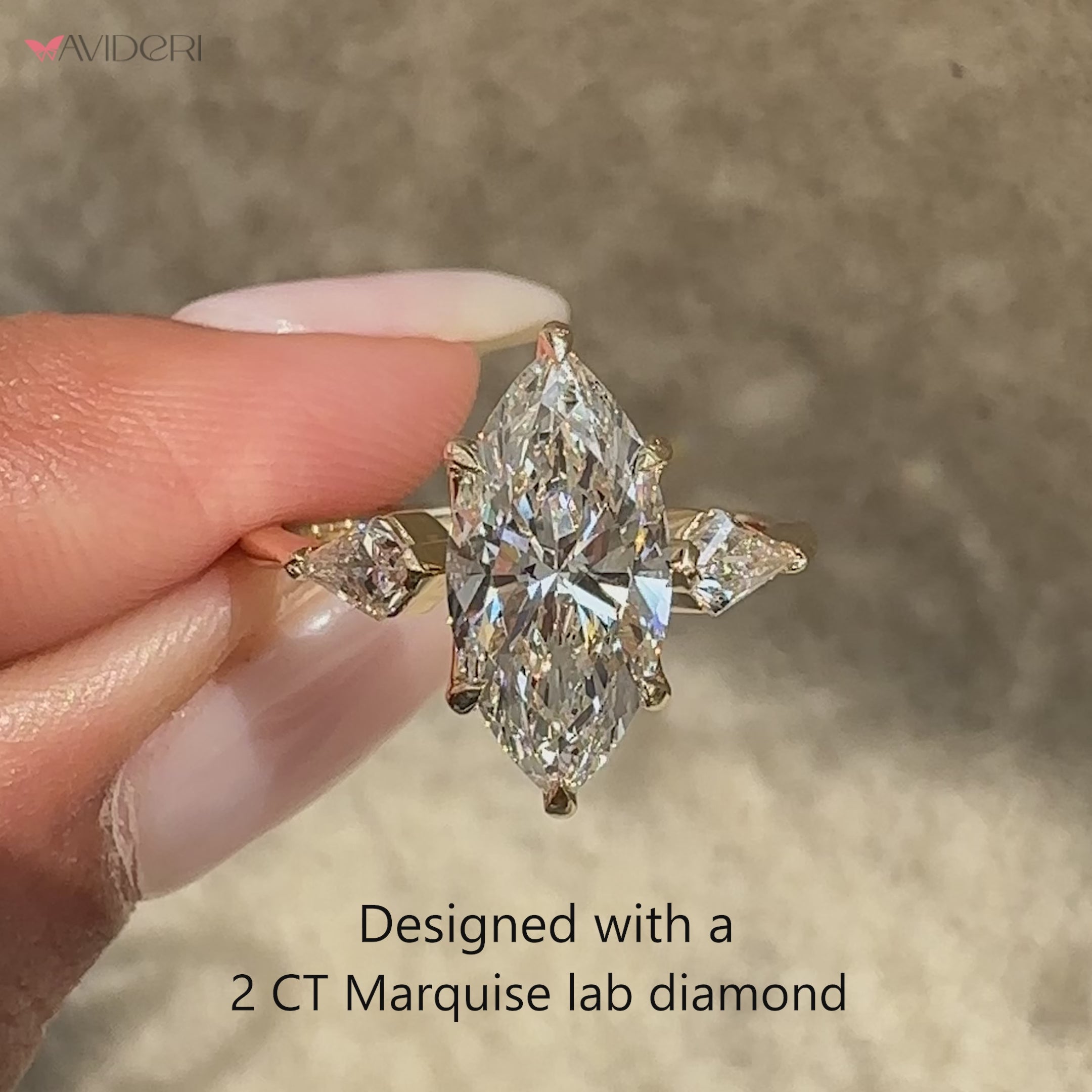 Avideri handmade marquise diamond ring.