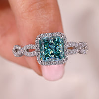 Princess Cut Engagement Ring Twisted Pave Style