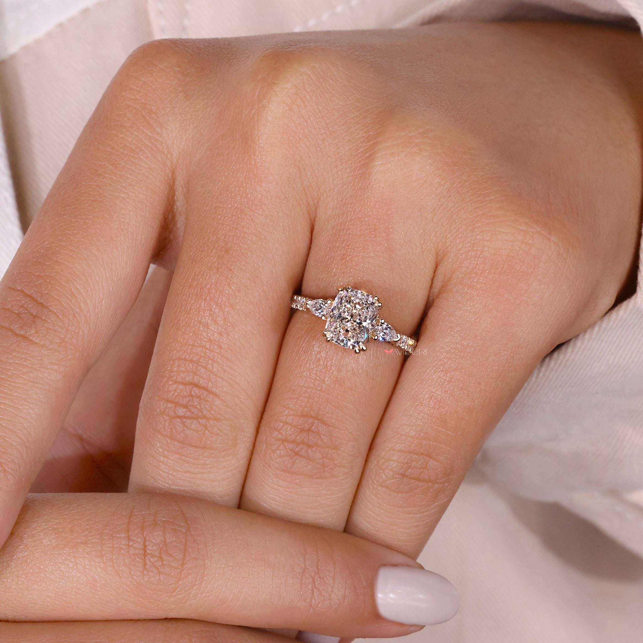 cushion ring yellow gold diamond ring
