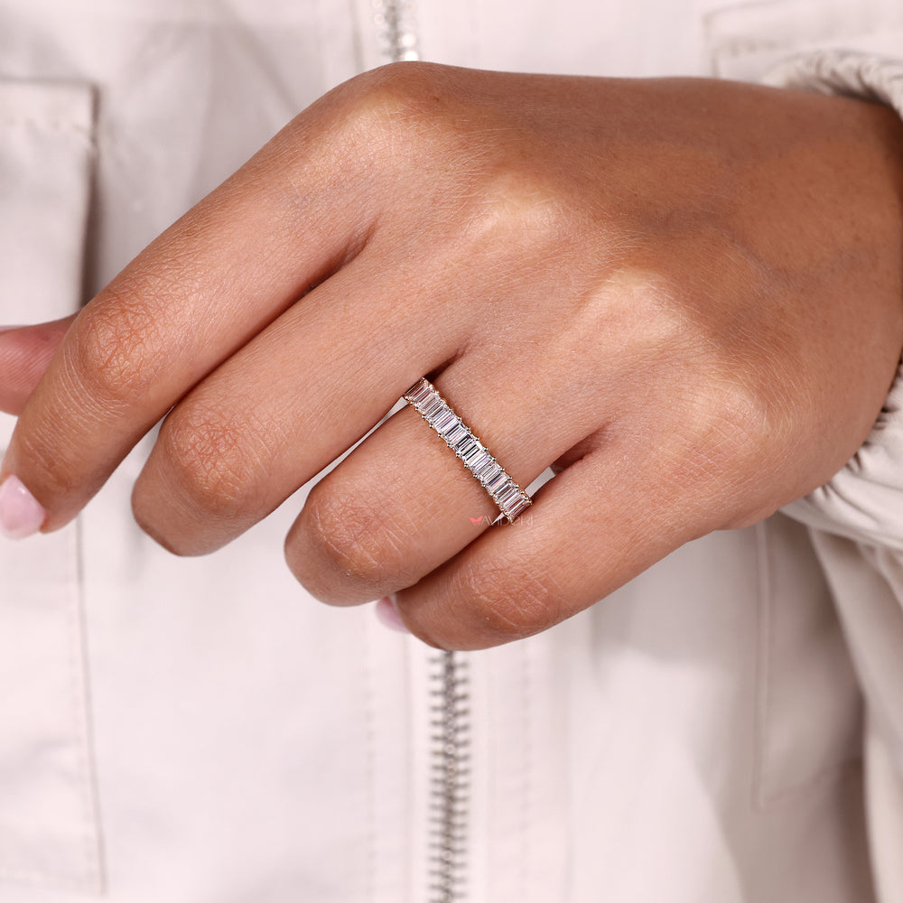 Lab grown diamond half eternity band handmade.
