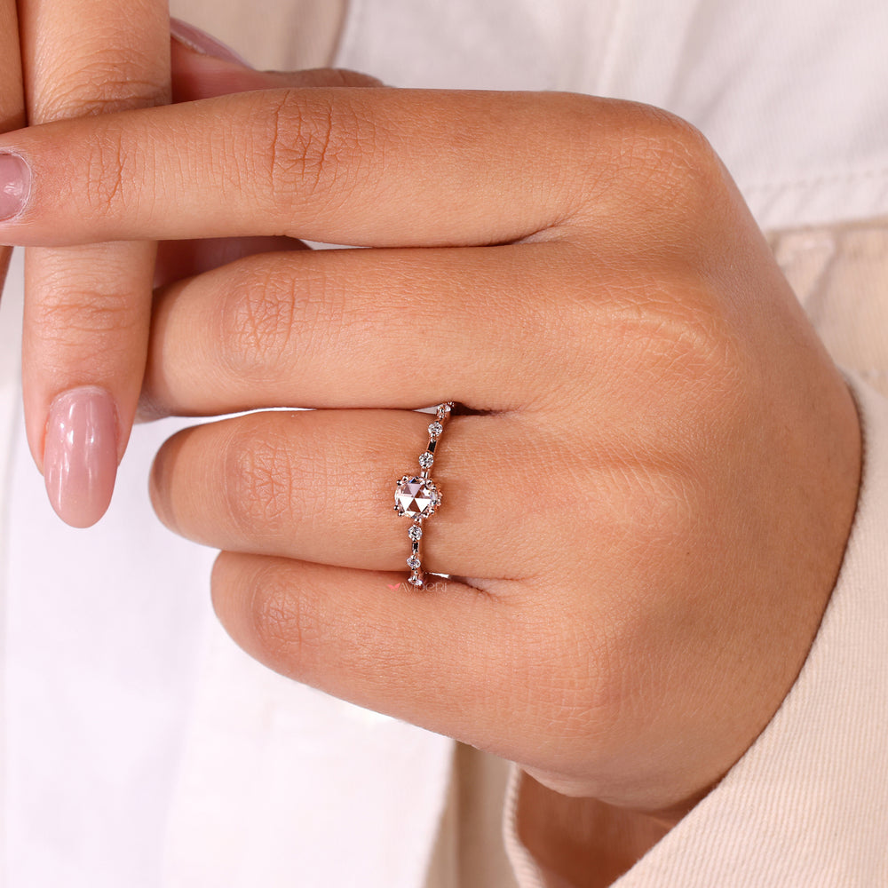 IGI certified, pave ring, rose gold promise ring