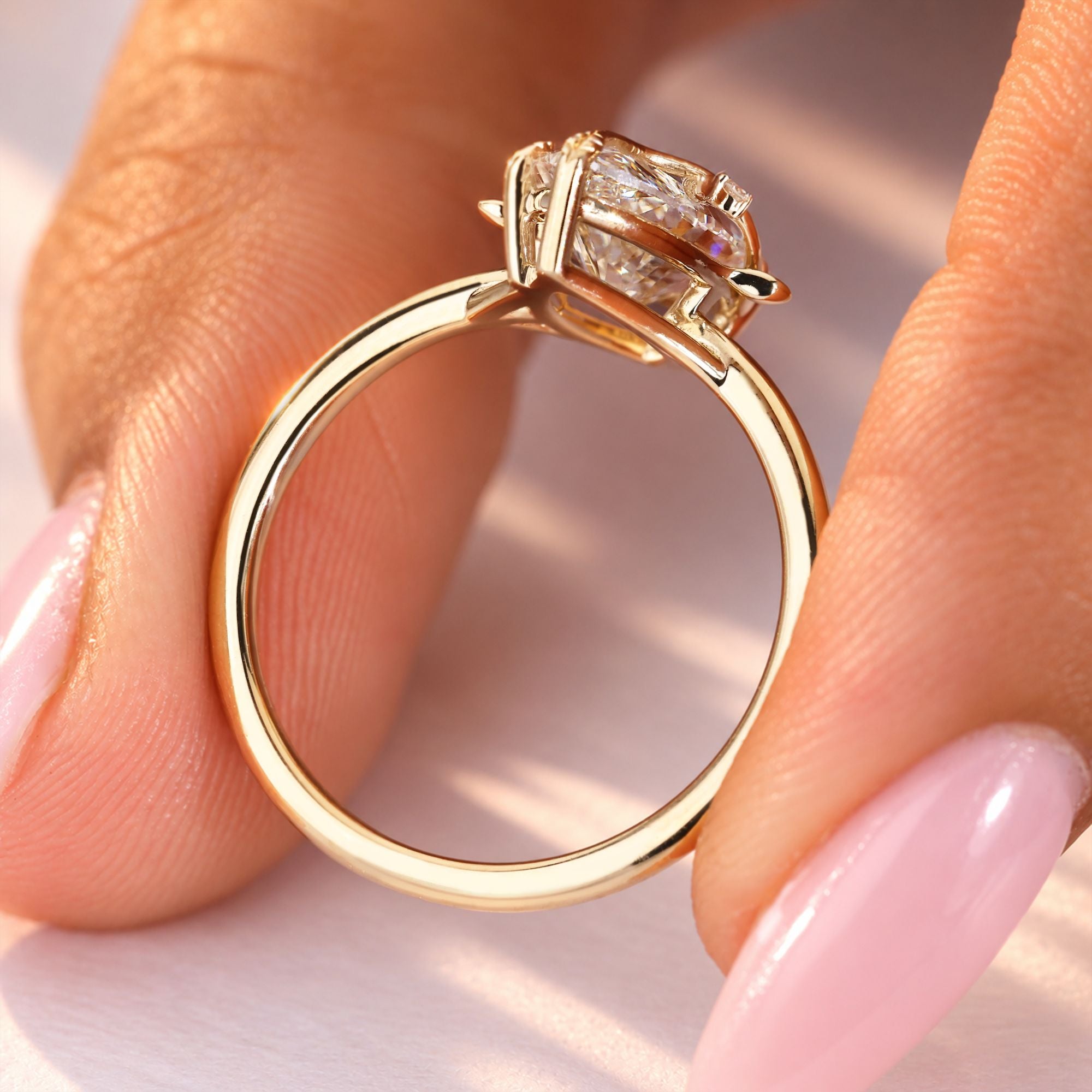 IGI certified marquise cut lab grown diamond ring.
